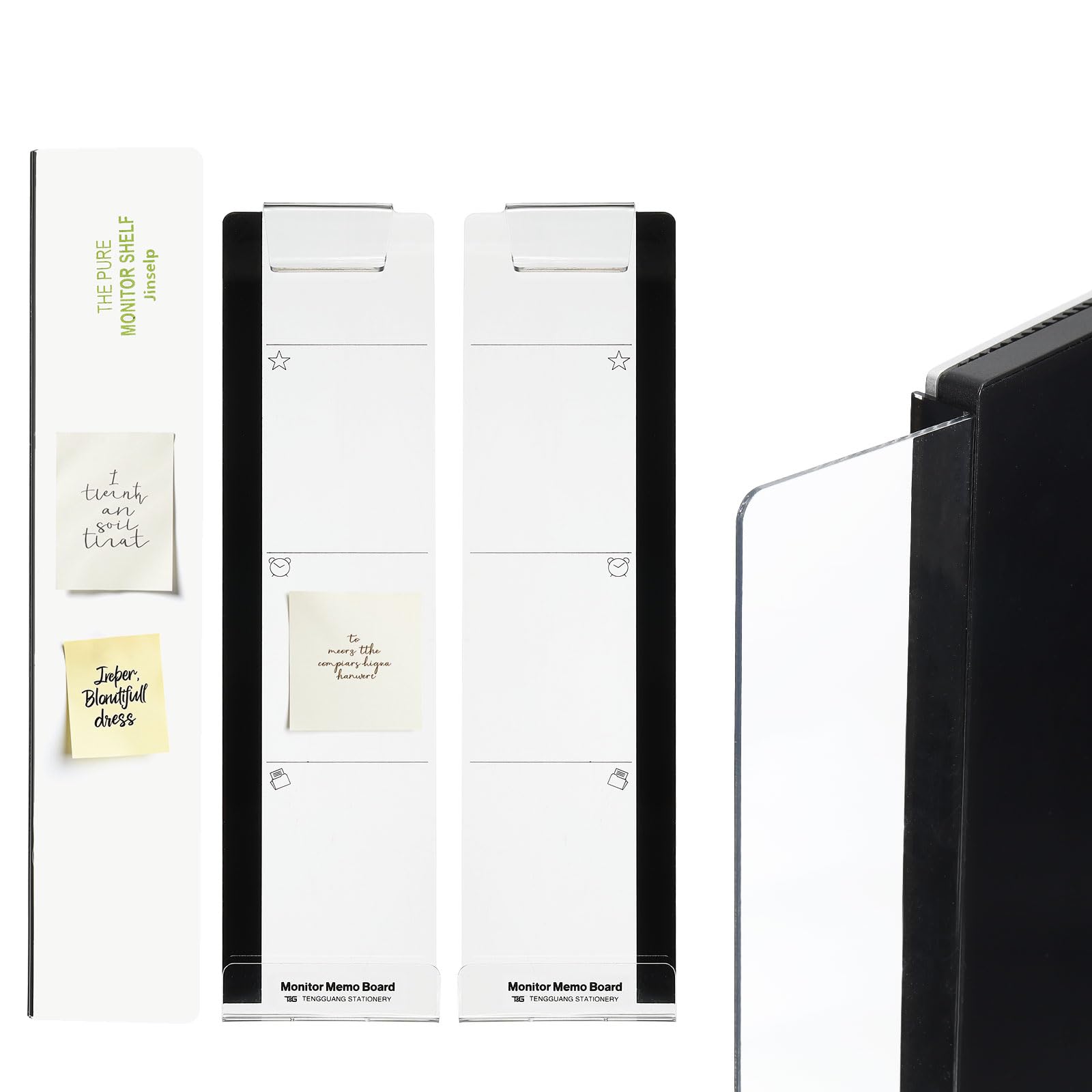 Tableau de notes adhésives pour moniteur PATIKIL noir transparent accessoire bureau 3 Pcs - 7