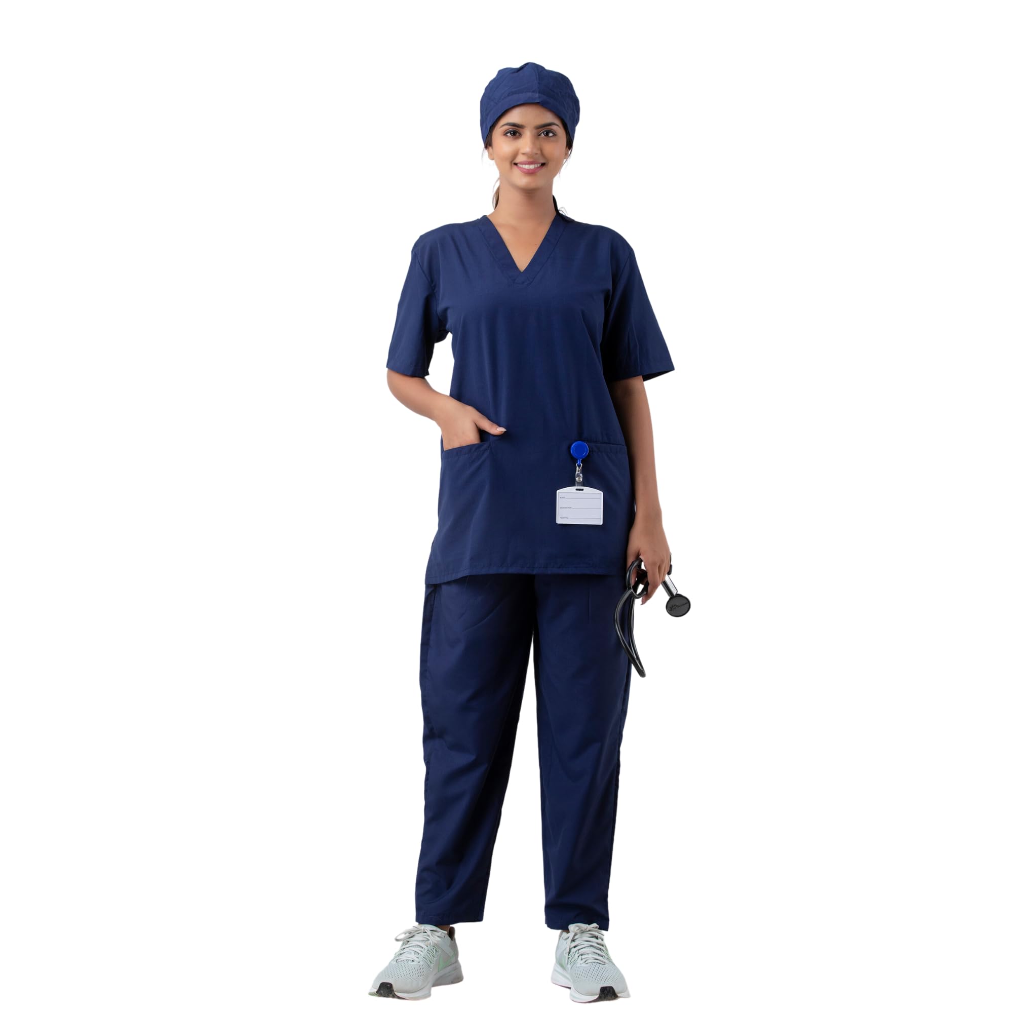DRx5 Scrub Suit for Women - Classic V-Neck Healthcare Uniform Set | Premium Blend for Comfort and Durability | Ideal for Doctors, Nurses, and Hospital Staff