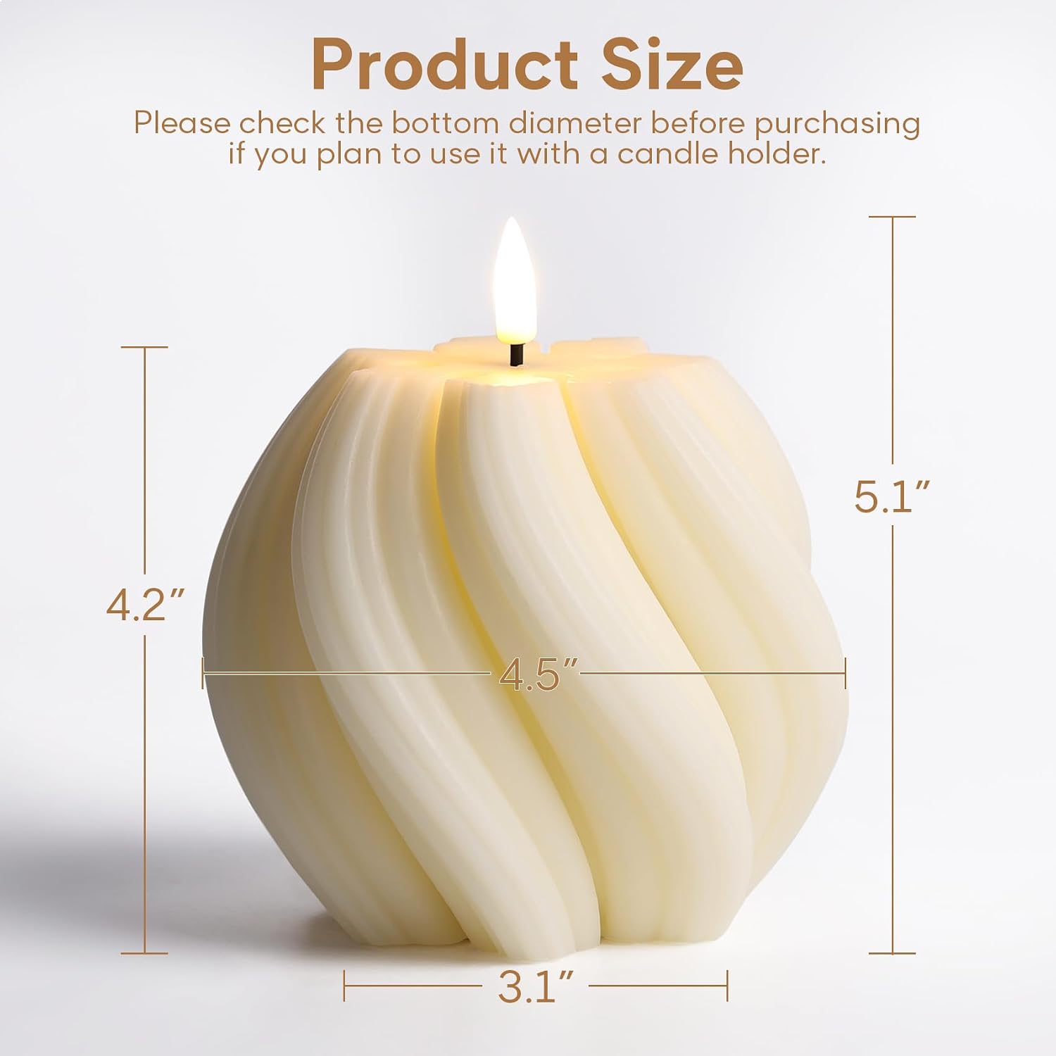 Cream White Swirl Flameless Candle with Remote Timer image 2