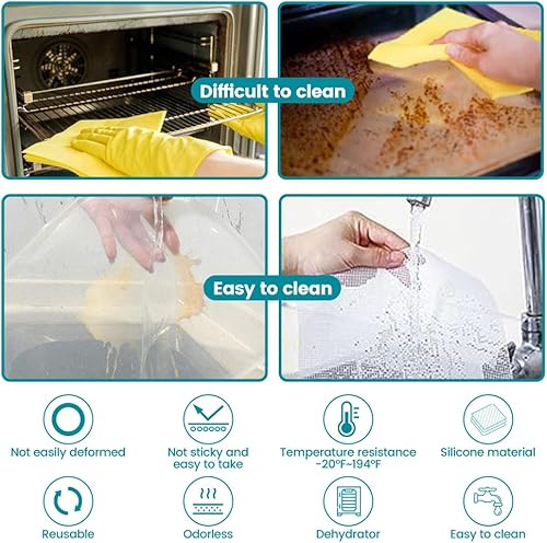 Miniatura 6 de 8 bandejas deshidratadoras de alimentos de silicona con borde, 8 alfombrillas deshidratadoras de malla, hojas deshidratadoras de silicona