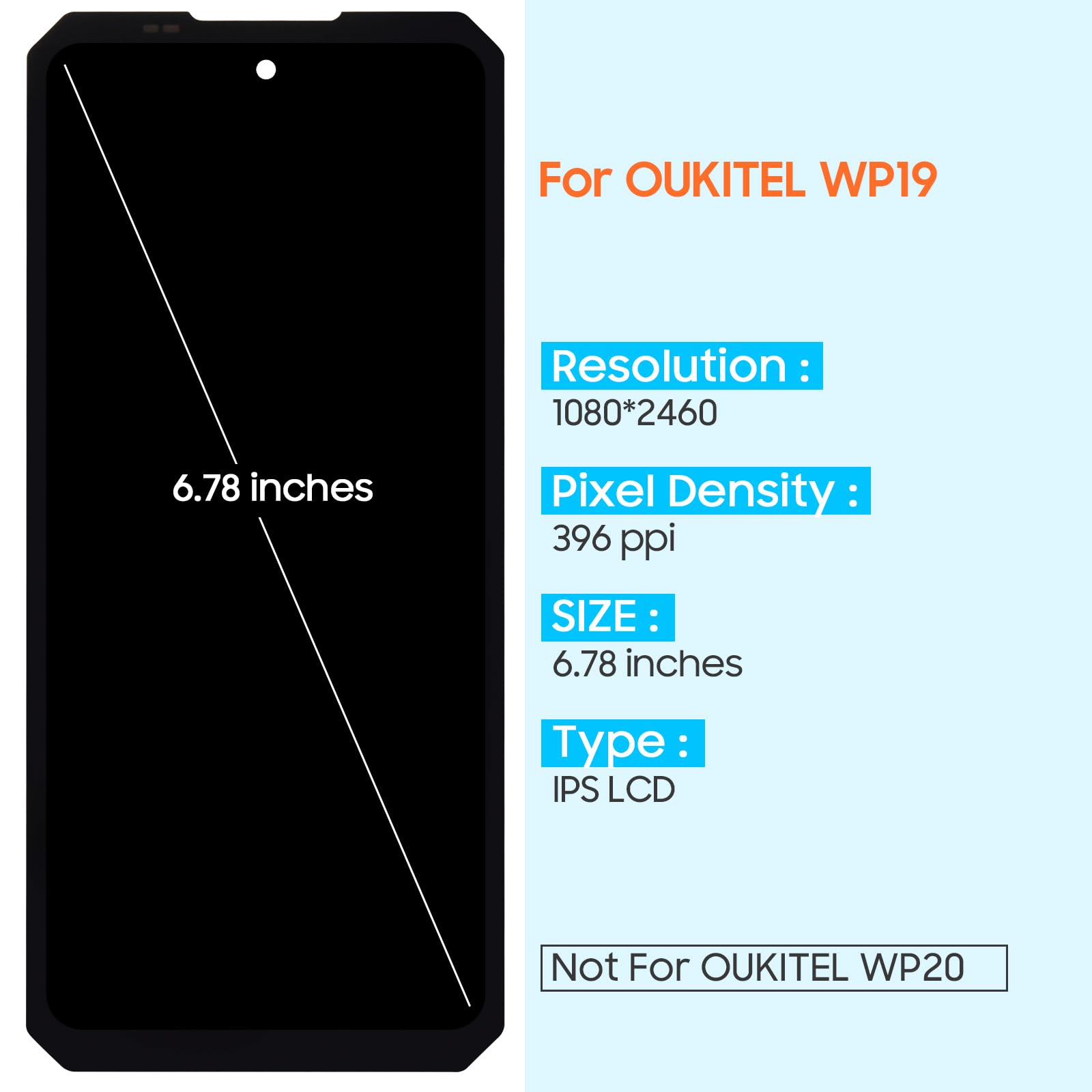 Écran LCD De Remplacement Pour Oukitel WP19 Pro - Kit Avec Outils Et Adhésif - Compatible Tactile