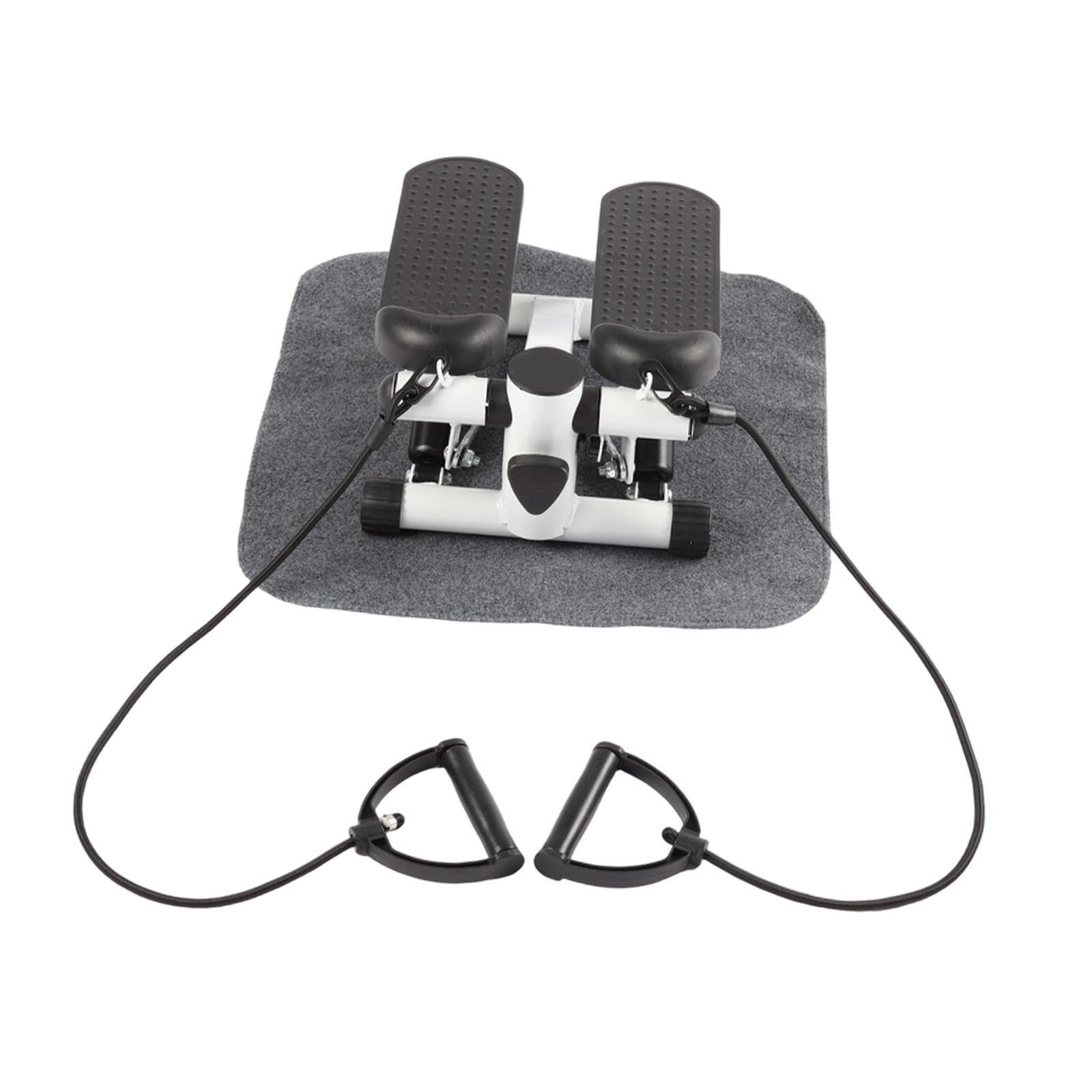 Mini Stepper Fitness Casa con Fasce di Resistenza e Tappetino, Regolabile, Silenzioso, Compatto 38x30x18cm (15x12x7in)