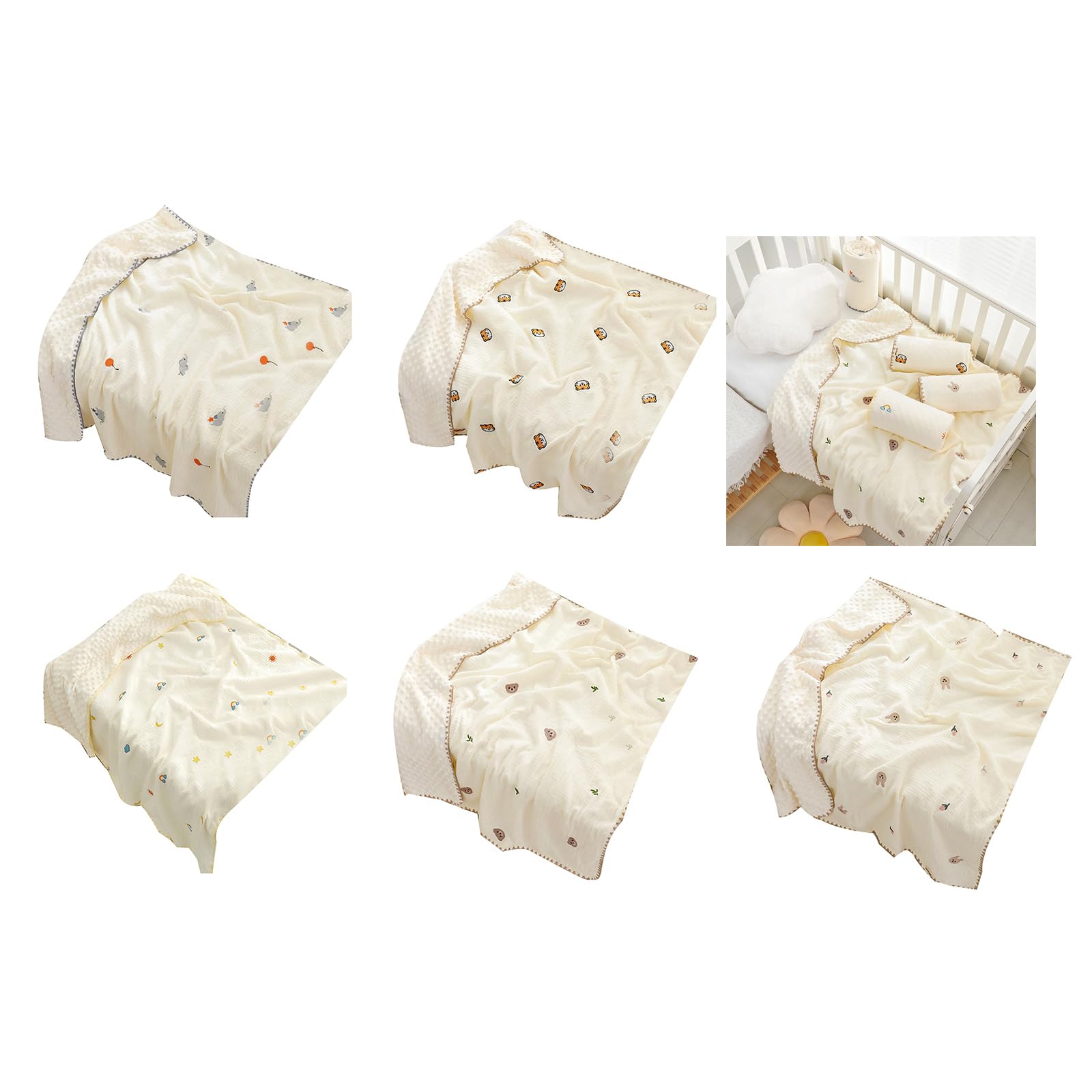 Coperta per neonati, 100 x 115 cm, con retro a pois, coperta traspirante per allattamento, per bambini e bambine, morbida e traspirante