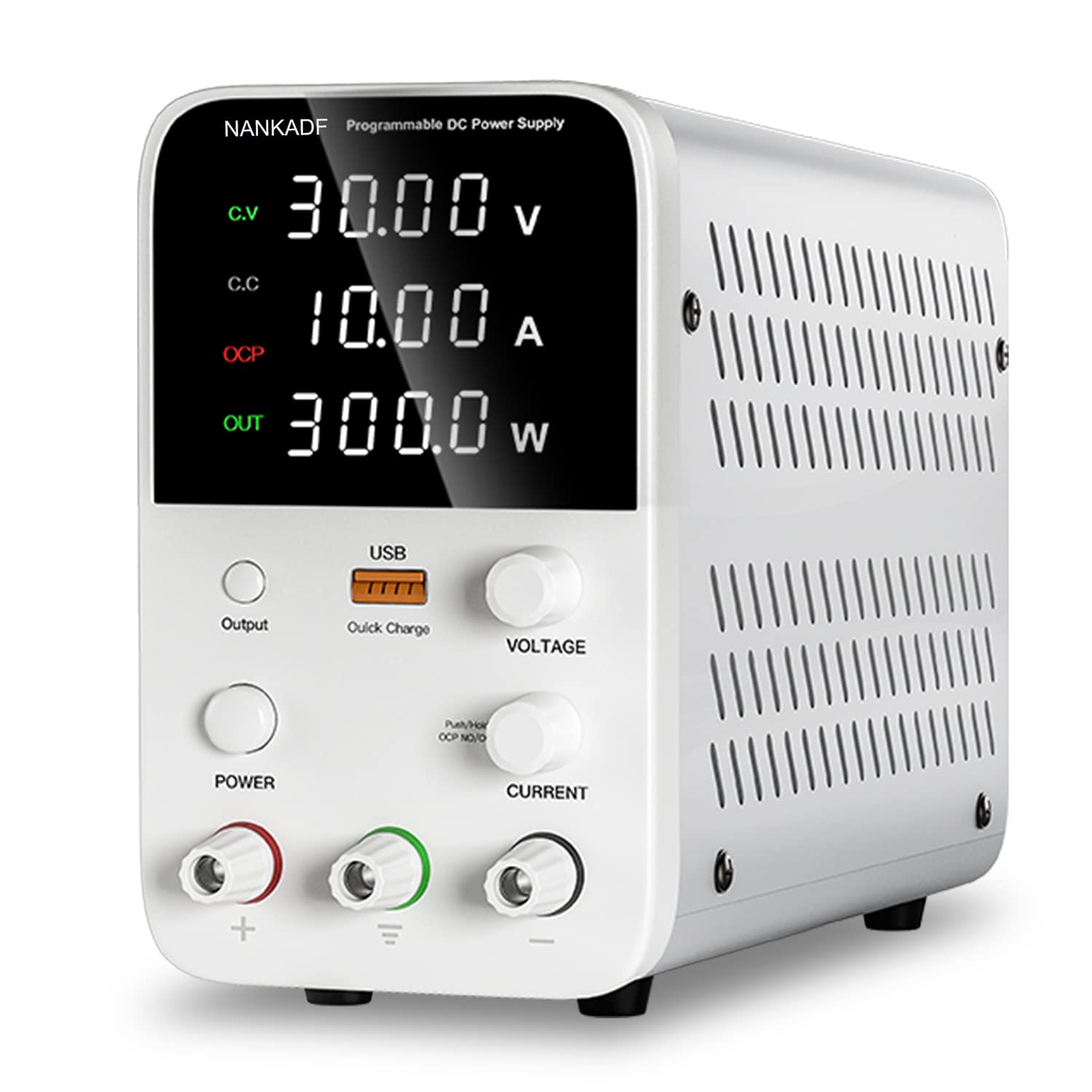 DC Power Supply Variable, 30V 10A Bench Power Supply with 4Digits LED Display, 5V/3.6A USB