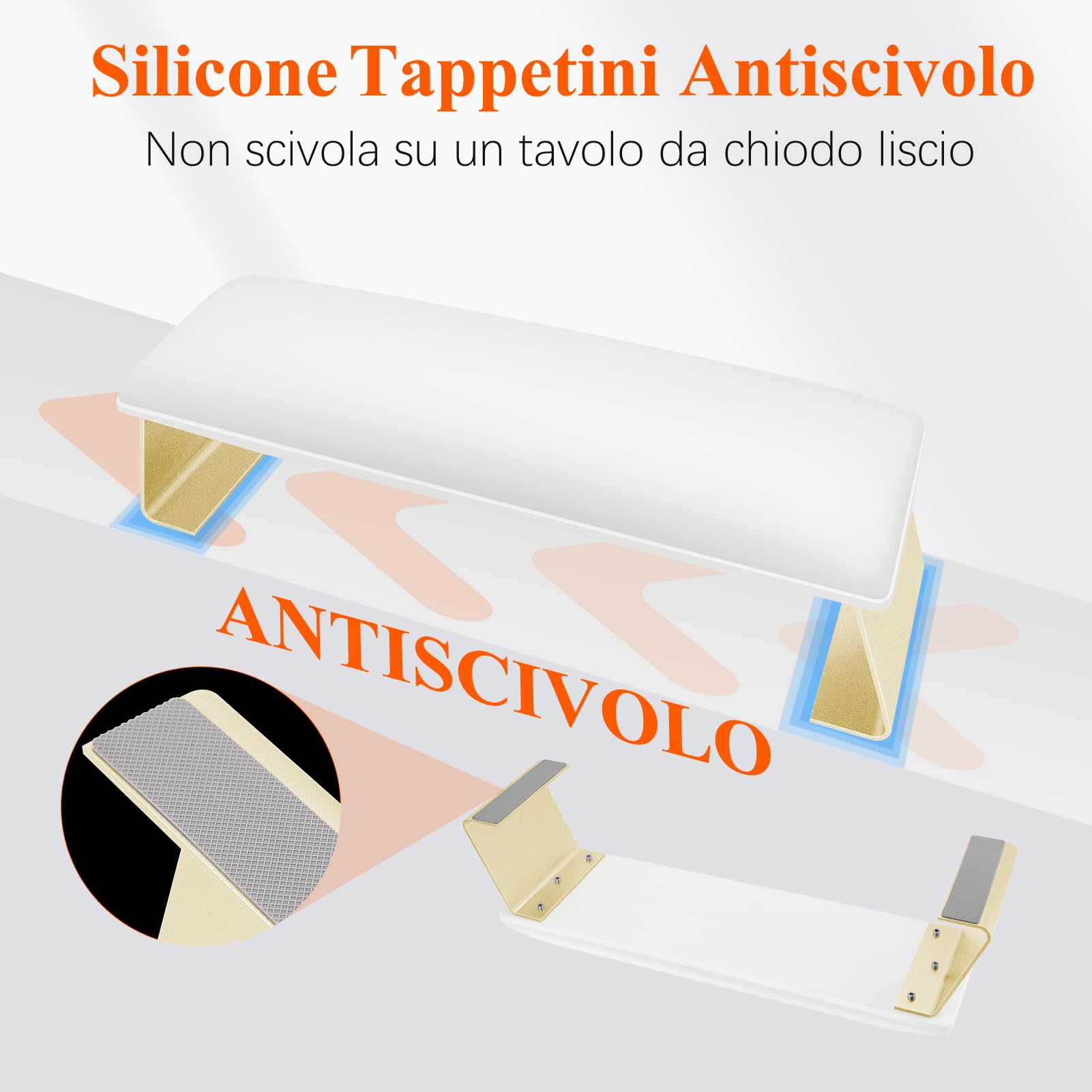 Poggiamano per Unghie Manicure, Cuscino per Manicure Piedi Cuscino per Unghie Poggiabraccia per Unghie Nail Art, con Staffa in Lega di Alluminio (Bianco)
