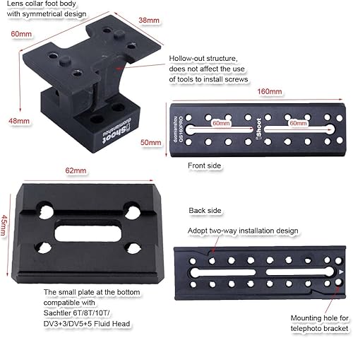 Miniatura 4 de iShoot Soporte de pie para soporte de lente compatible con Nikon Z 15.748in f2.8 TC VR S, Z 23.622in f4 TC VR S, Z 31.496in f6.3 VR S, soporte de