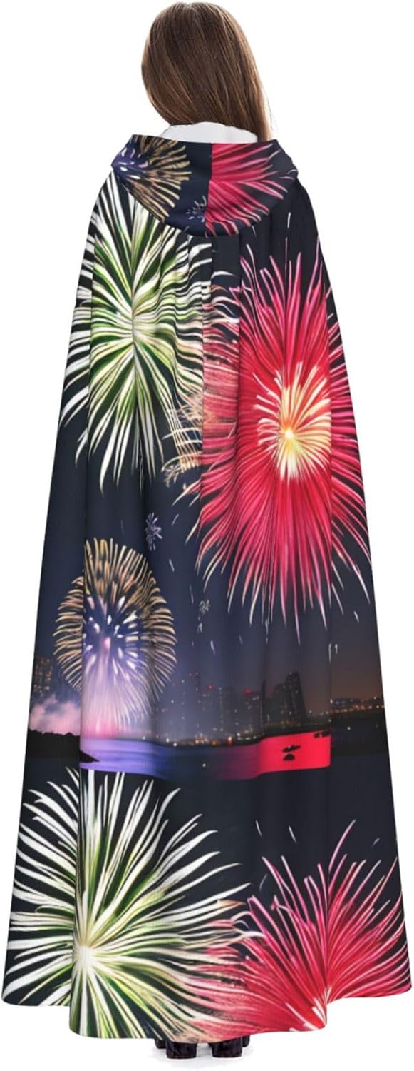 Splendid Fireworks Men Women Halloween Role Play Party Decoration Hooded Poncho Black