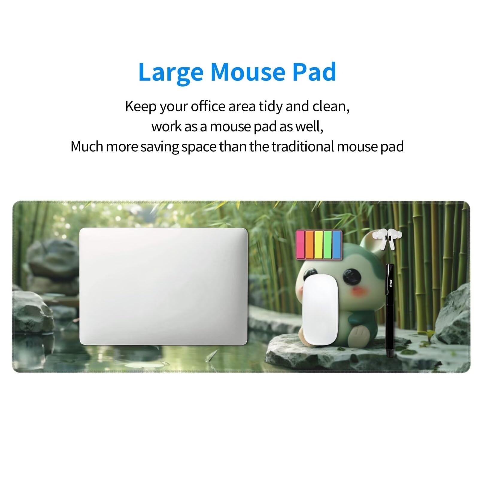 Tappetino Mouse, Tappetino Mouse Gaming Grande XXL 1500x800x3mm Tappetino Scrivania Mouse Pad, Base in Gomma Antiscivolo,Bordi Cuciti,Mousepad per Ufficio e Gaming (Animali della foresta di bambù R757