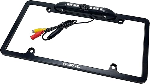 VOJKOREL Cámara de respaldo con marco de matrícula con 8 LED cámara de visión trasera 170 Ultra-HD visión nocturna impermeable cámara de respaldo