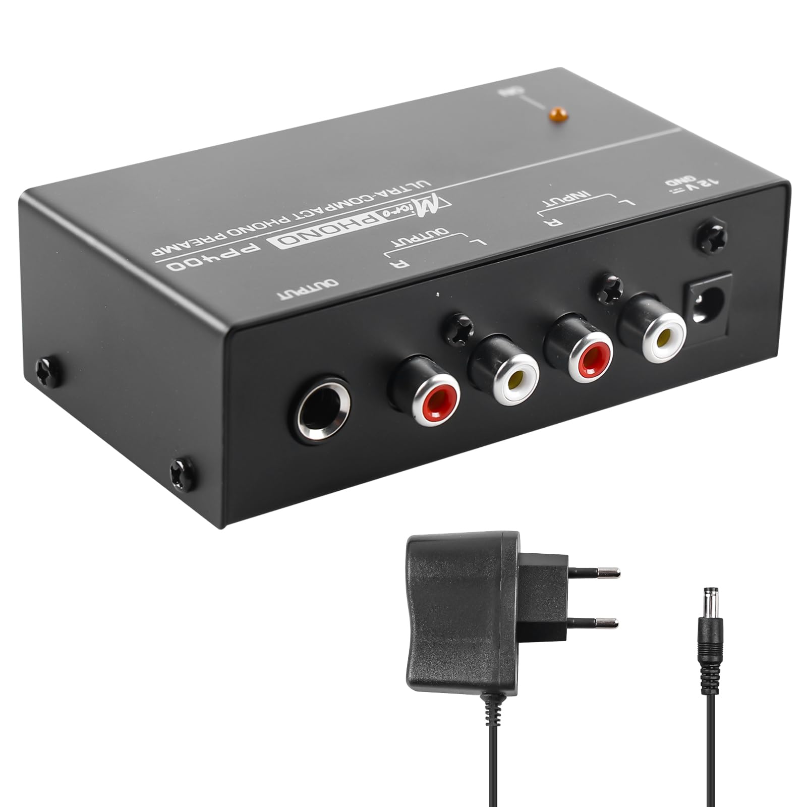 Phono Vorverstärker, Phono Preamp für Plattenspieler mit M/M-Abtast-Systemen, Elektronischer -Audio-Stereo-Phonographen-Vorverstärker, RCA Input & Output Interfaces, Phonographen-Vorverstärker