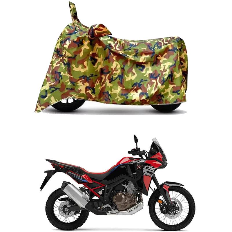 Image of Waterproof 100% PVC Coated Full Bike Scooty Two Wheeler Body Cover Compatible for Honda Africa Twin /UV-Rays /Heat Protection /Birds Dropping /Scratchproof /Dust Proof [6X6 Jungle Print]