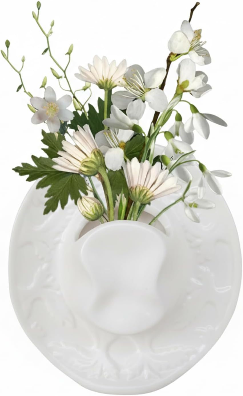 Cowboy Hat Vase Home Farmhouse Decor Rustic Kitchen Table Unique Flowers Centerpieces