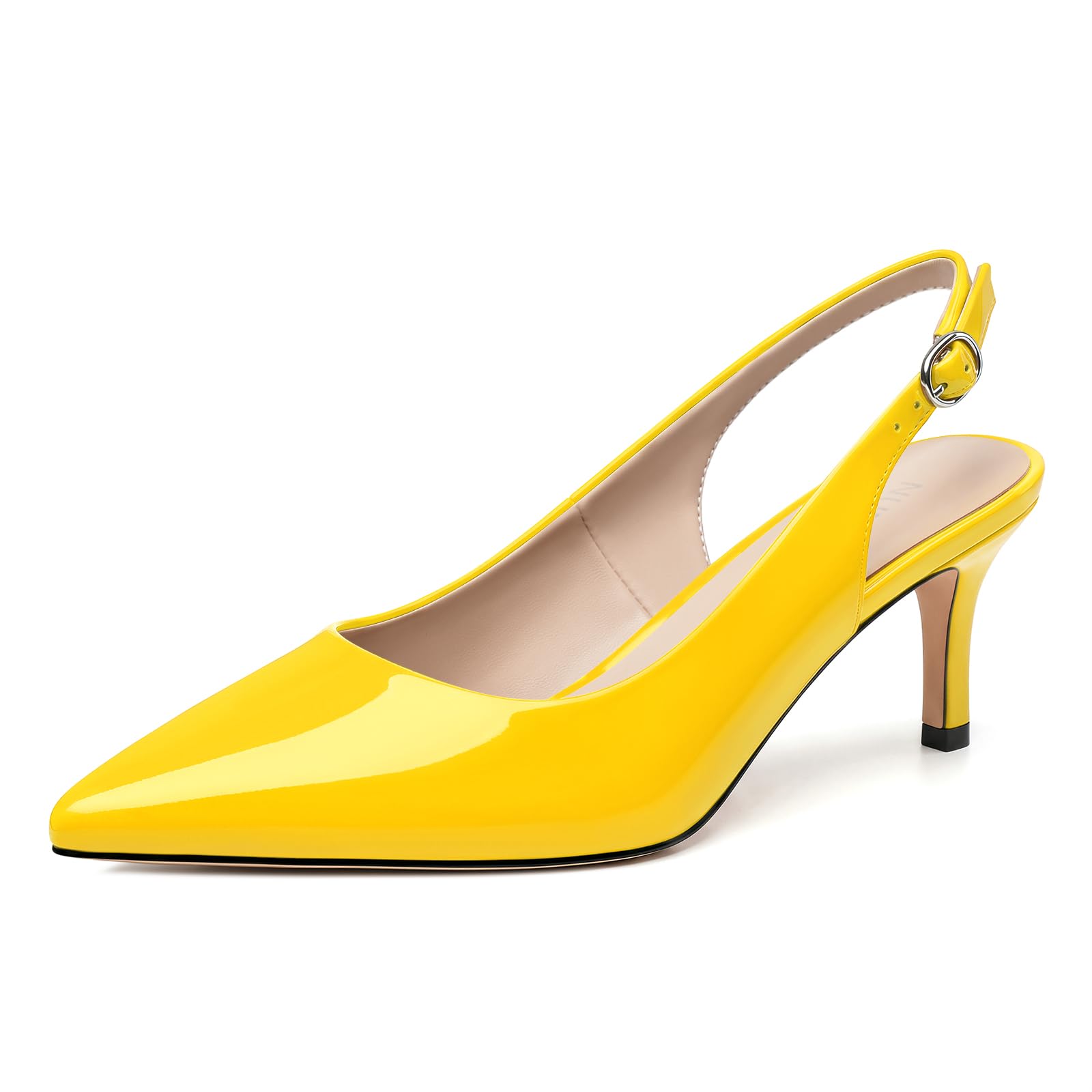 NUMALEO Kitten Heels for Women Pointed Toe Slingback Pumps | 2.5 Inch Close Toe Comfortable Pumps Wedding Party Casual Work Dress Shoes
