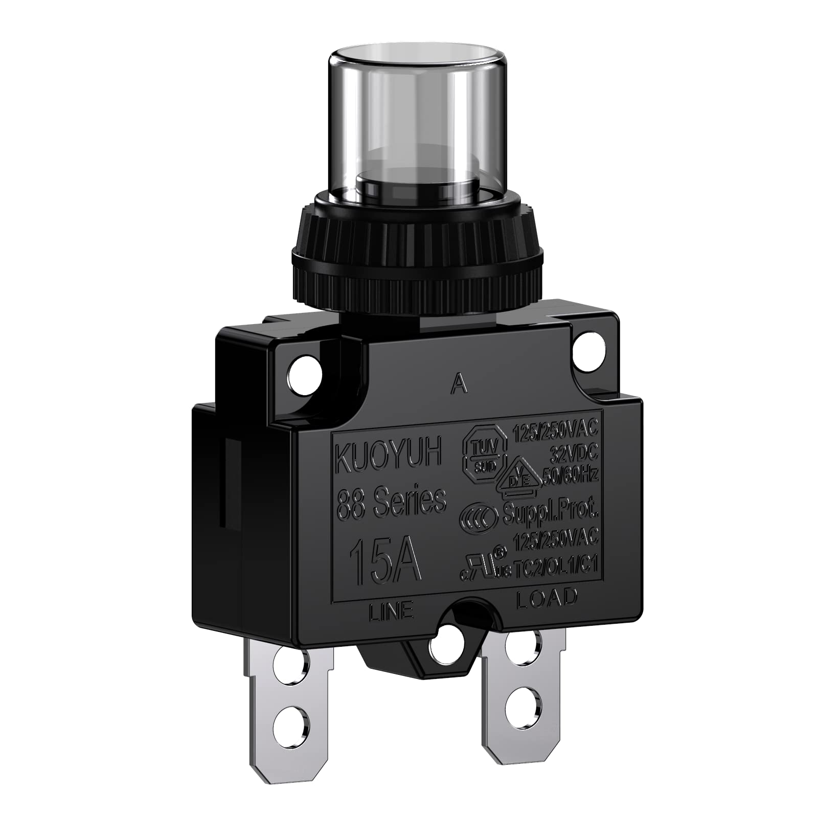 12Amp Circuit Breakers Thermal Overload Switch Protector 88 Series Manual Push Button Reset with Quick Connect Terminals and Waterproof Button Cap 32VDC or 125/250VAC — Amazon image 16