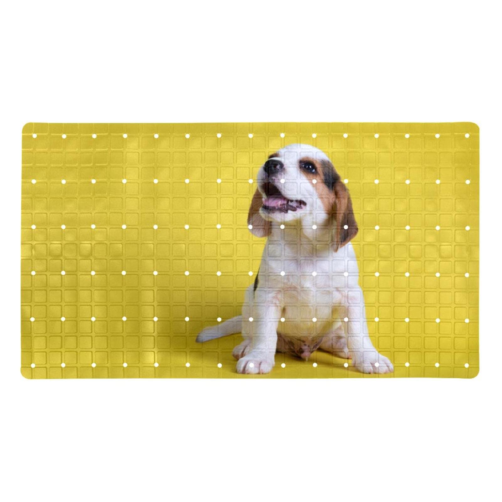Tapis de bain antidérapant anti-bactérien haute sécurité chiot jaune sans toxines