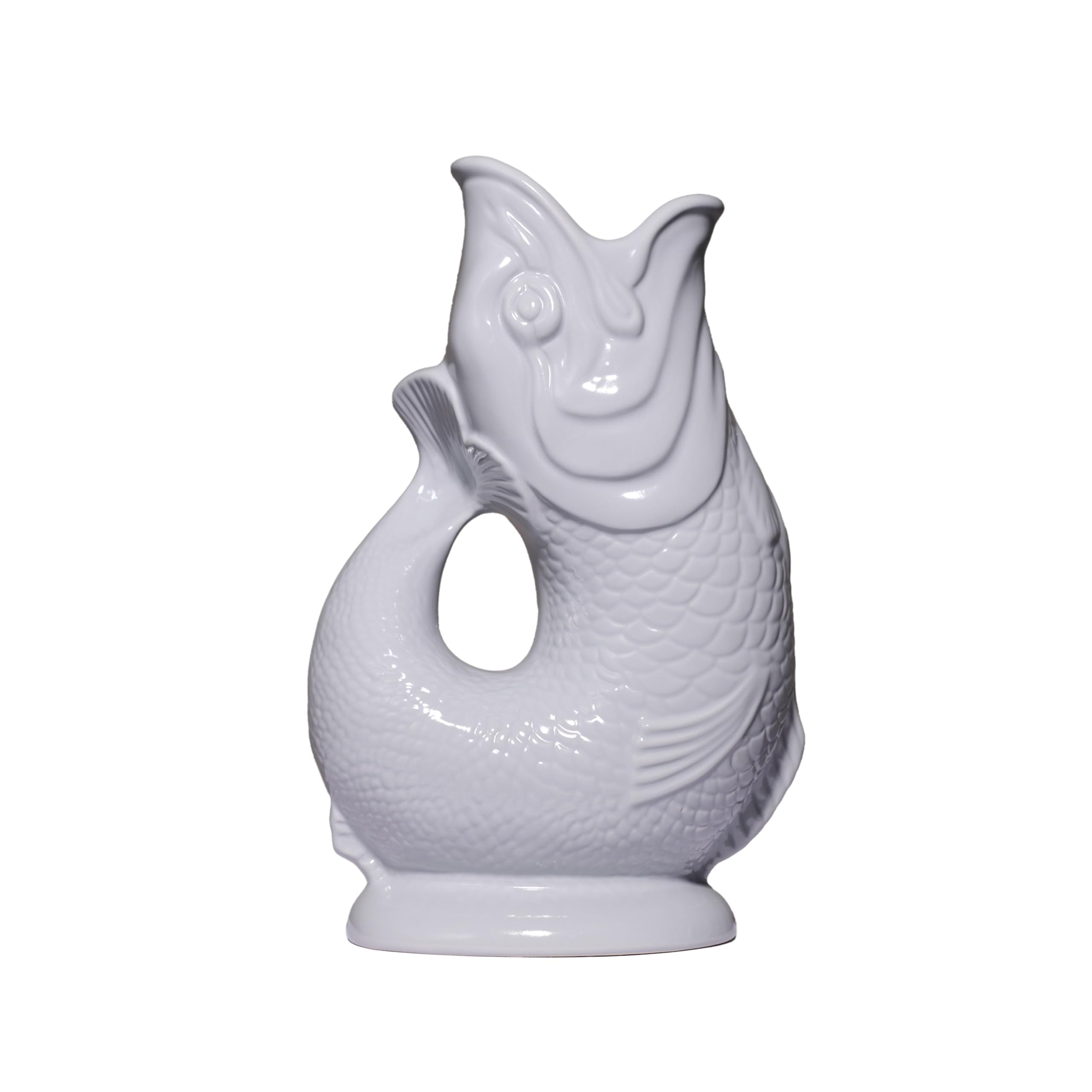 The Original Gluggle Jug - XL Oyster Grey – Glug Glug Fish Shaped Jug – Decorative Glugging Cocktail, Water, Wine & Gin Pitcher, Decanter or Vase – Hand Made in Britain