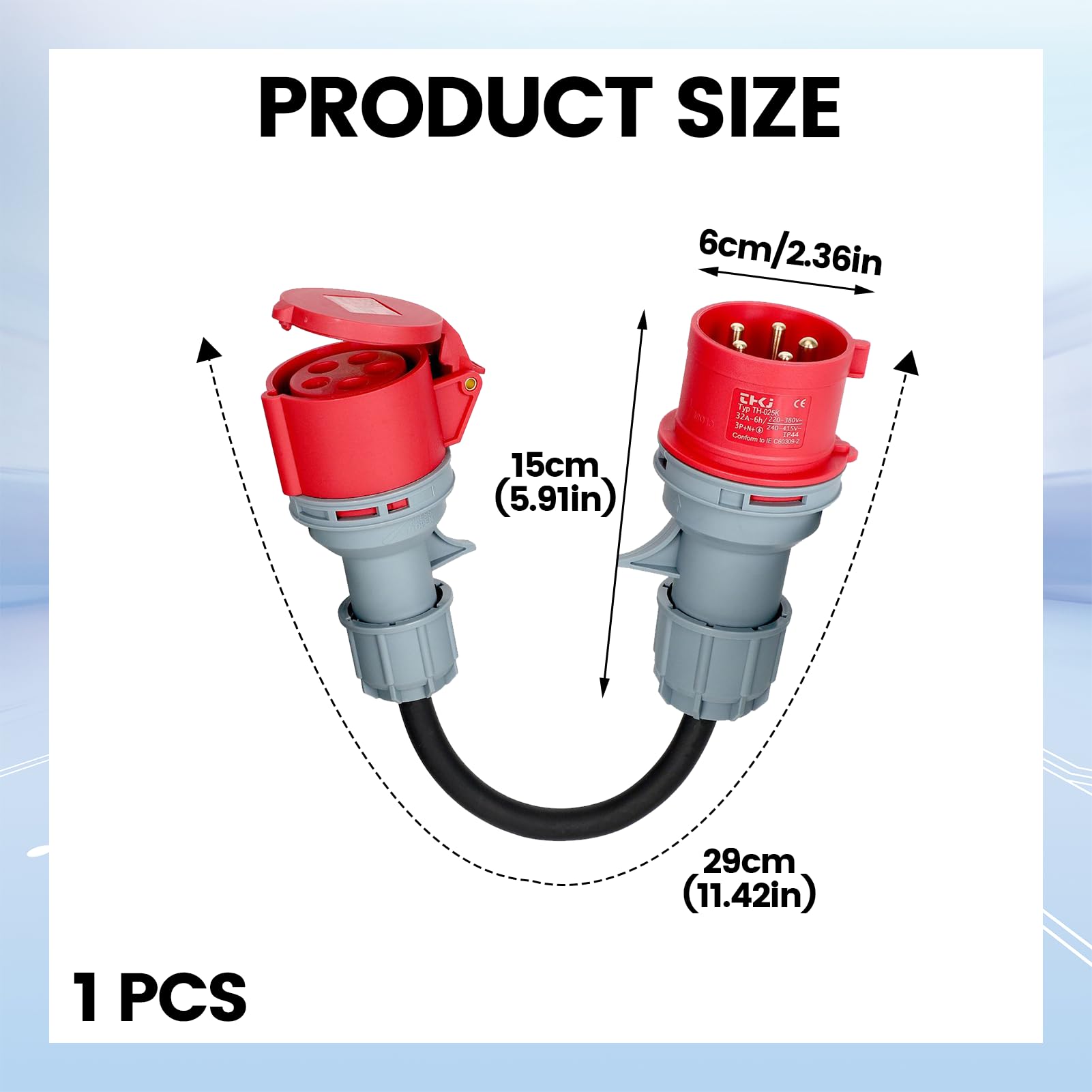 CEE Adapter 32A Auf 16A,Starkstrom Adapter,3 Phasen,5 Polig,Tragbar, Geeignet Für Ladegeräte Für Elektrofahrzeuge, Industrielle Anwendungen Industrie Und Haushalt (32-16)