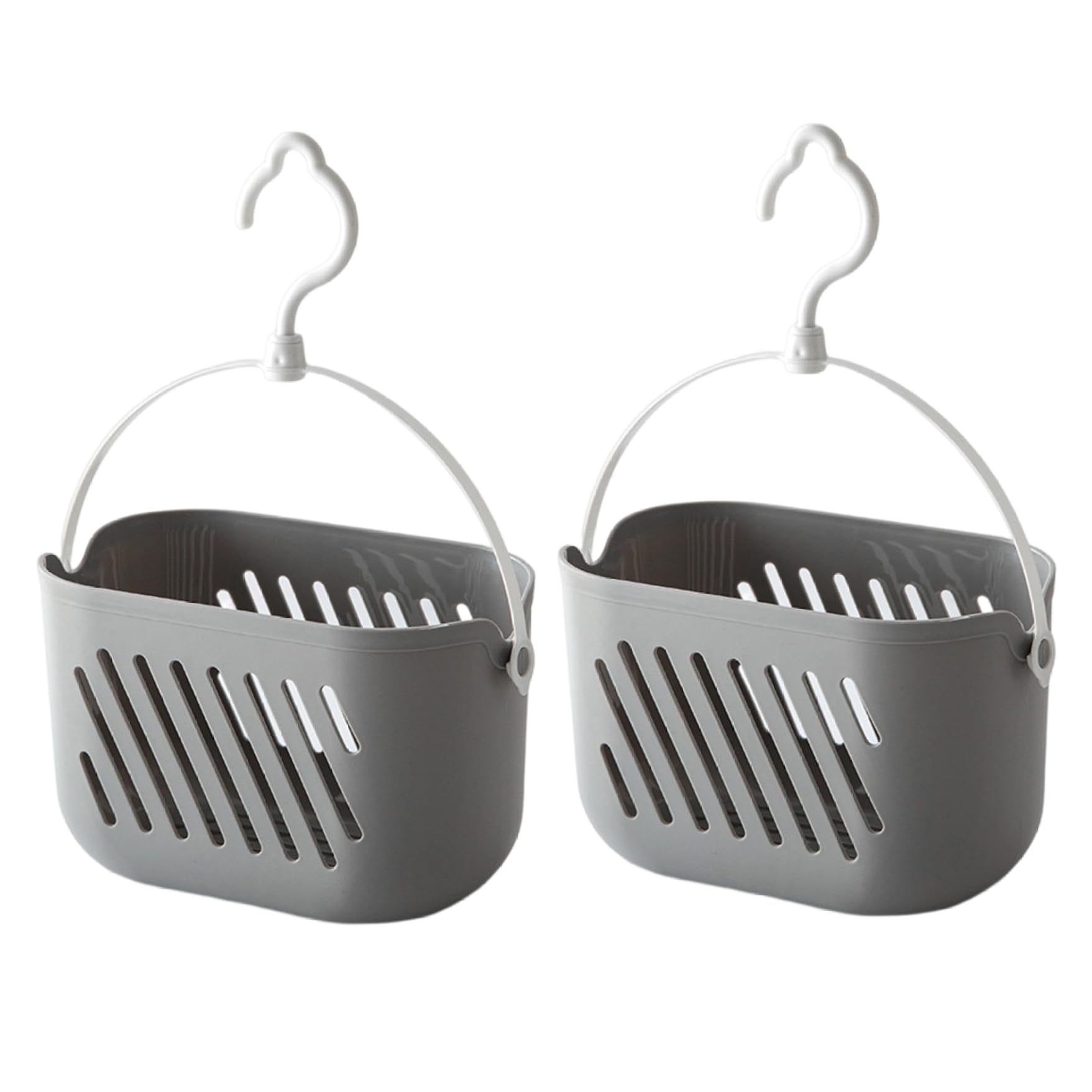 Xdyyjrasa Hanging Shower Basket - 2Pcs Plastic Storage Basket with Hook, for Bathroom Kitchen Organizer, Grey