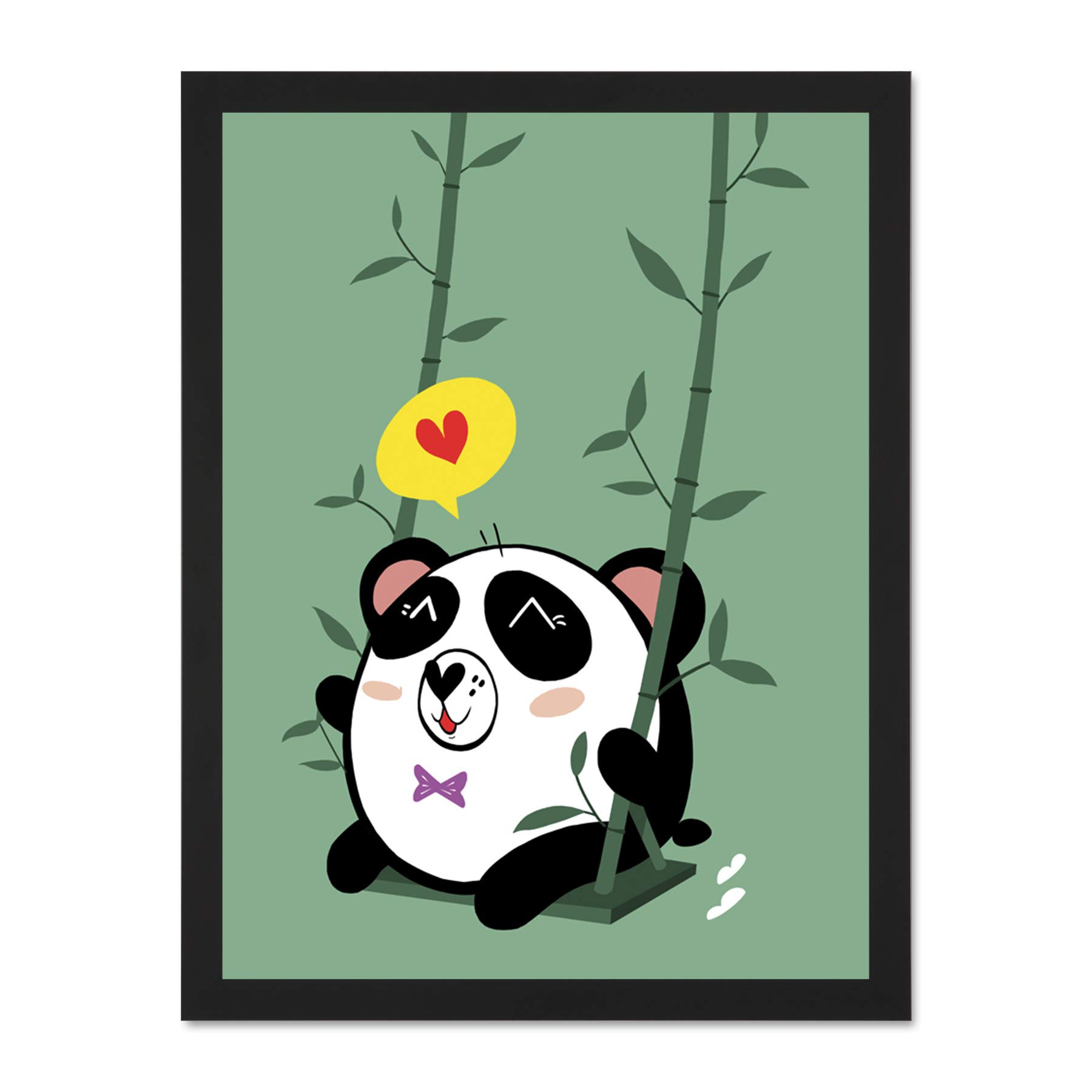 Wee Blue Coo Kawaii Panda Love Large Framed Art Print Wall Poster 18x24 inch