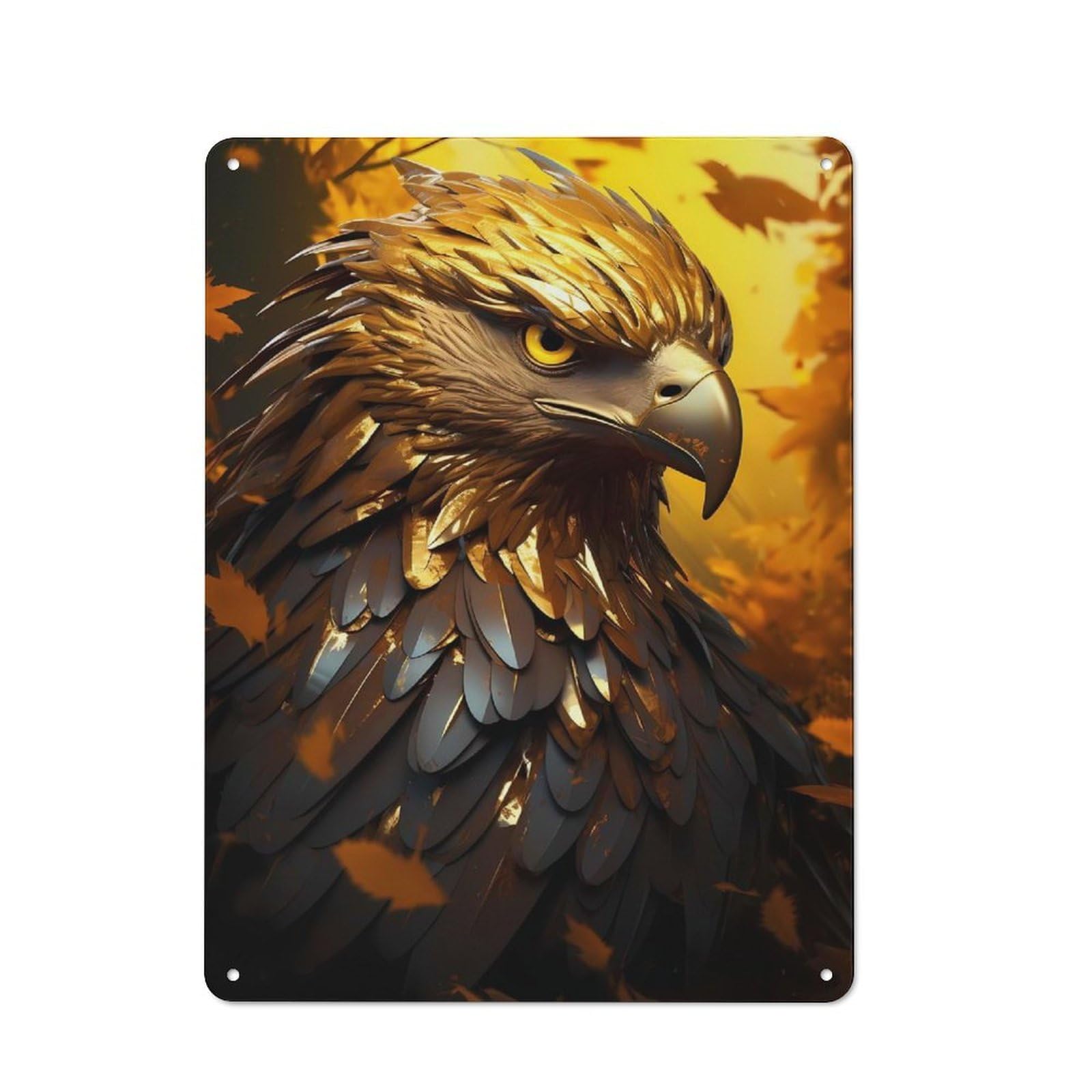 Junmoney Golden Eagle Bird Head Retro Metal Sign 40X30cm Featuring For Bar Or Restaurant, For Bar Decor Enthusiasts