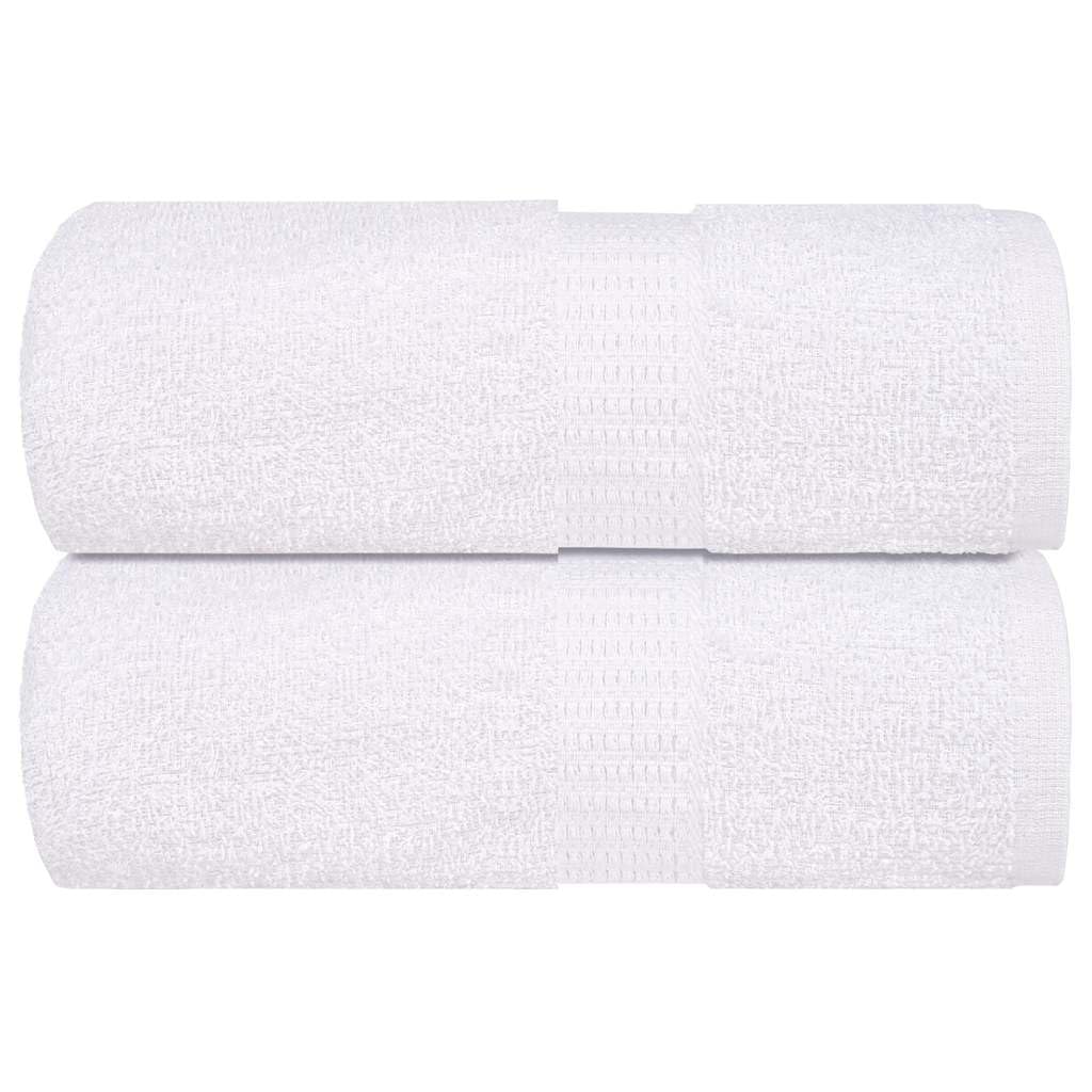 Lot de 2 gants de toilette blancs en 100 % coton - 15 x 21 cm - 360 g/m² - Avec boucle pour le visage, la salle de bain, la douche, le sauna et les voyages