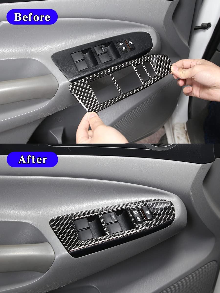 for Toyota Tacoma 2011-2015 Real Carbon Fiber Car Glass Lift Switch Sticker Decorative Panel Cover Protection Car Interior Accessories