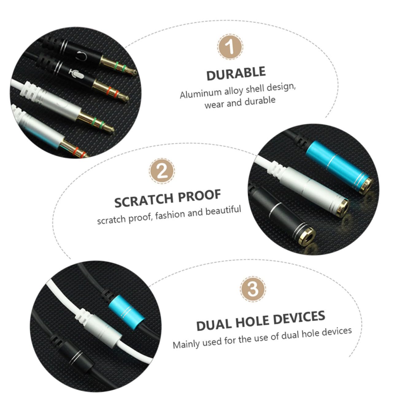 DOITOOL 10piezas Cable Divisor De Auriculares Adaptador y Dual Macho Doble Hembra para Audio y Micrófono Compatible Ordenadores y Smartphones