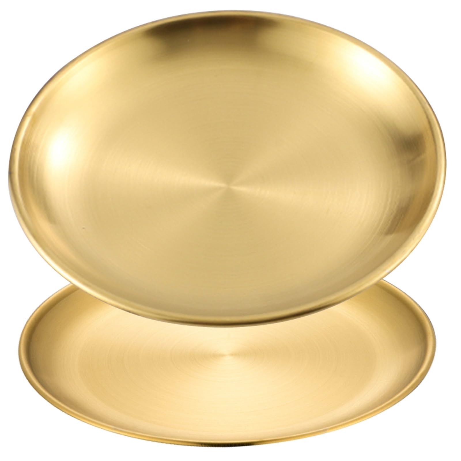 Juego de 2 Bandejas Decorativas, Bandeja Comida Acero Inoxidable, Bordes Lisos, Acabado Cepillado, Multifuncional(Gold,34x2CM/5x0.8IN)