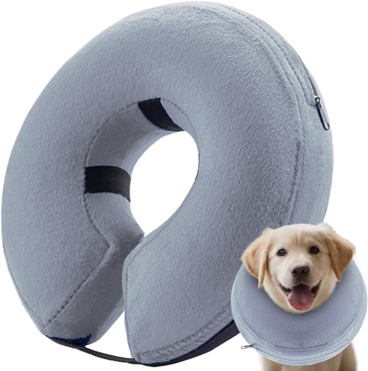 Protective Inflatable Collar for Dogs and Cats, Yuandream Soft Pet Recovery Collar Adjustable Dog Cone Collar - Inflatable Basic Dog Collars for Recovery (X-Large,Blue)