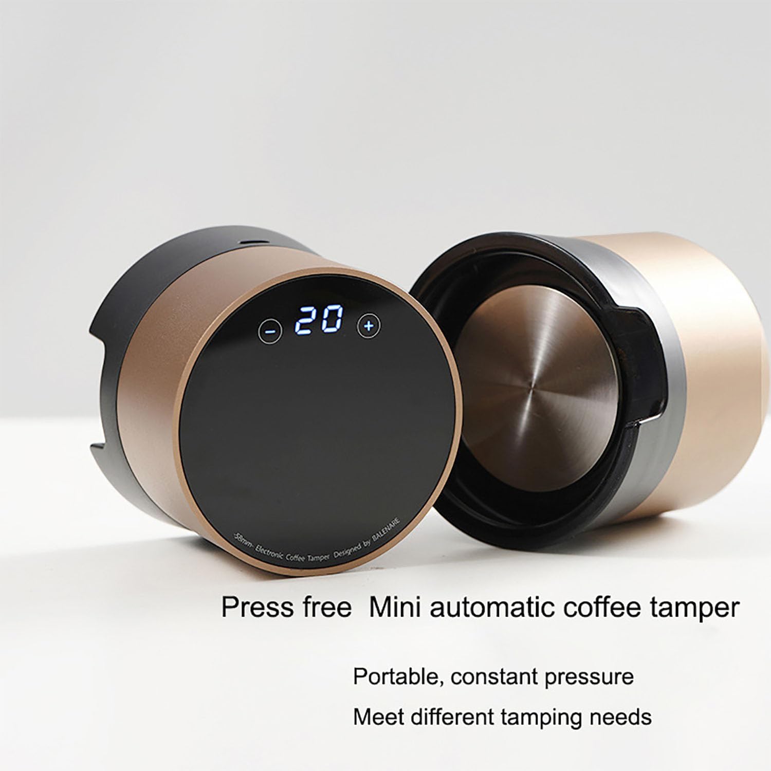 Inteligentny elektryczny młotek do kawy w proszku, automatyczna mini podkładka do kawy espresso, z 20 regulowanymi ustawieniami i ekranem dotykowym LCD, szybkim buforem 1s, do kawy