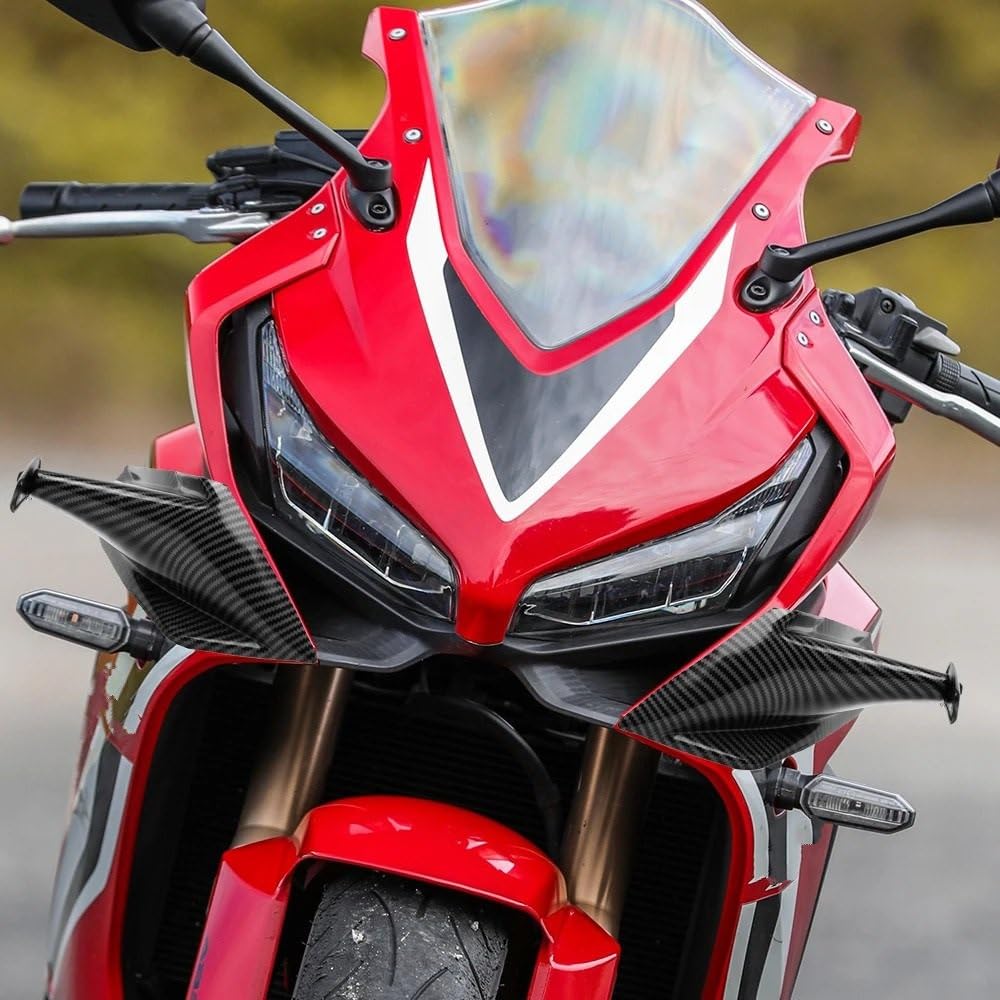 Aerodinamica per Moto Per CBR650R CBR 650R 2019-2021 Kit spoiler anteriore | Kit copertura protezione venti Fisso Winglet Carenatura Winglets Ala aerodinamica(Carbon Fiber)
