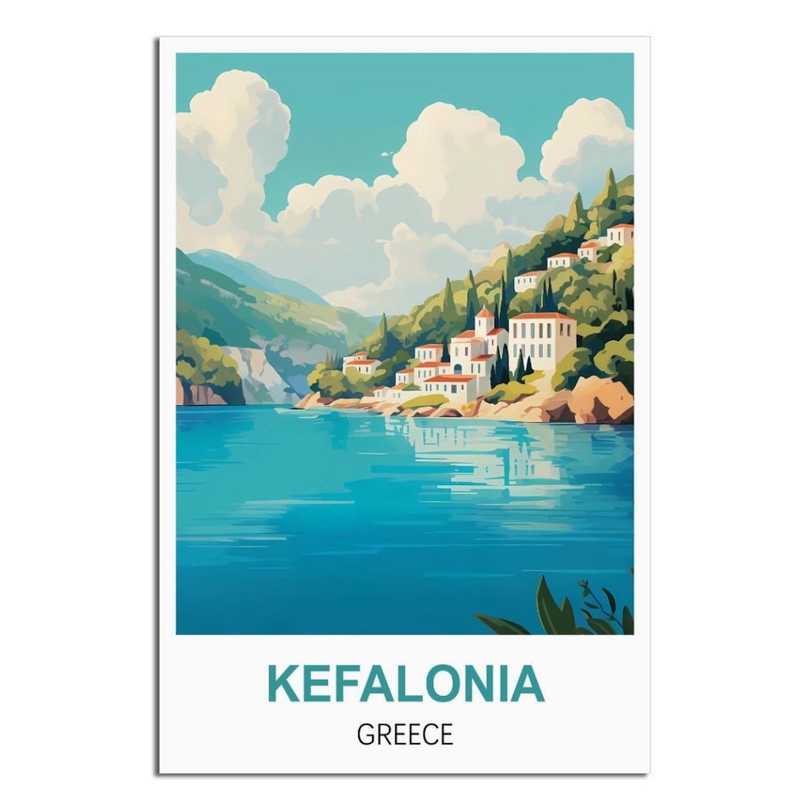 iPuzou Kefalonia Greece Vintage Travel Poster 08x12inch(20x30cm) Canvas Wall Decor, Wall Art Posters Prints Paintings Pictures for Living Room