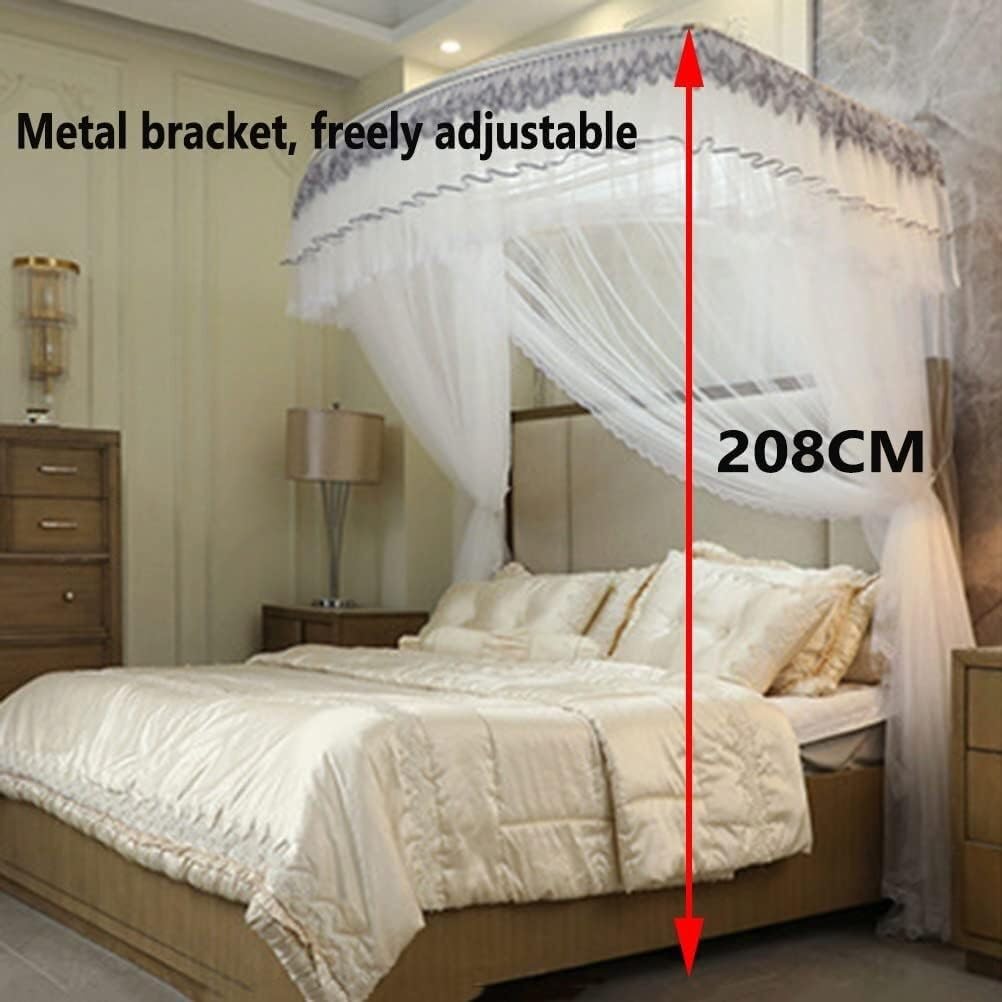 Moskitiera do łóżka, baldachim na łóżko podwójne i king-size, metalowe wsparcie, romantyczna dekoracja sypialni, łatwa instalacja, idealna do ochrony przed owadami