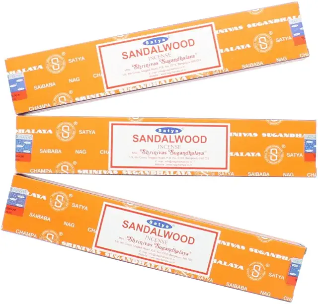 Encens Satya Nag Champa Bois de Santal - Lot de 3 Paquets