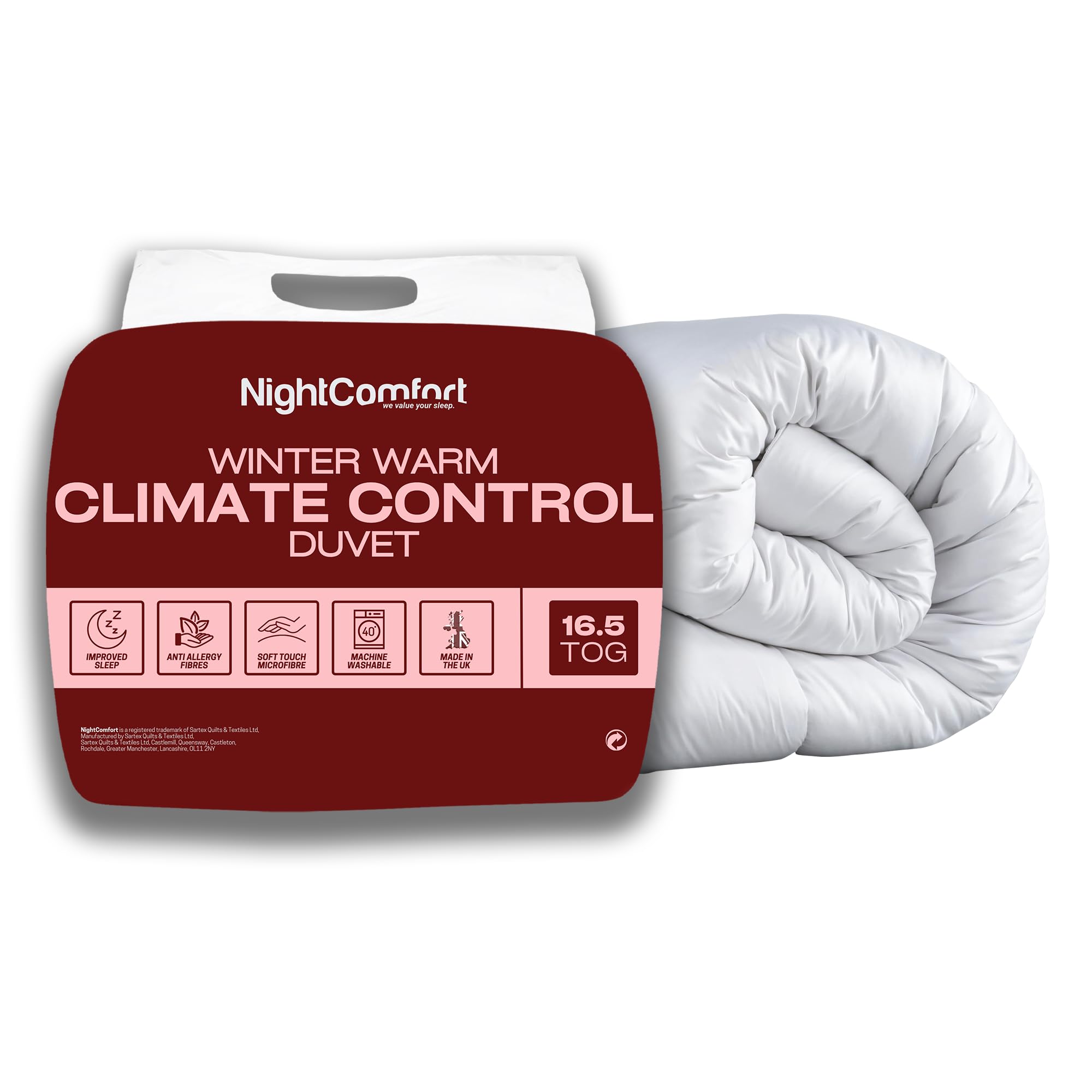 Night Comfort Winter Warms Feels Like Down Winter 16.5 Tog Double Duvet - Hypoallergenic Breathable Microfibre Cover with Heavyweight Hollowfibre Filling Bedding Quilt - (White, 200x200cm)