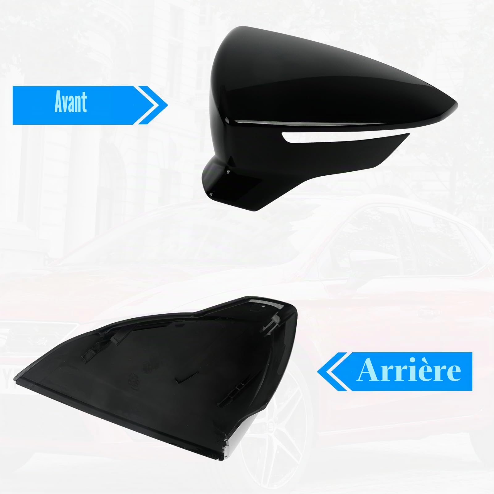 Capuchon de Rétroviseur Compatible avec Seat Ibiza MK5 2017-2020 Leon MK3 5F ST/FR/Cupra 2012-2020 Arona KJ7 2017-2020, Couvercle Capuchon de Rétroviseur Extérieur - 1 Paire Noir