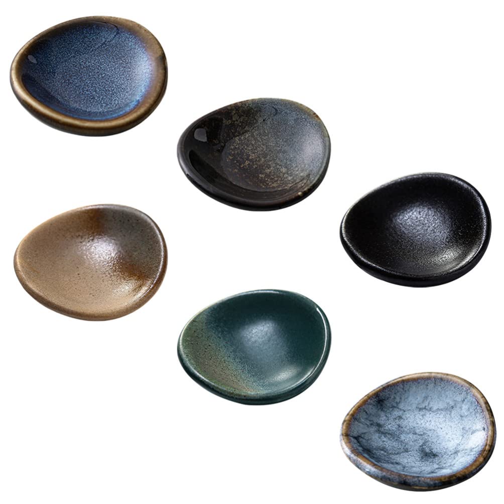 Générique Support de Baguettes en céramique en Forme de lingots : 6 pièces Fengshui Support de Baguettes Coussin Support de Baguettes japonaises pour fourchettes Cuillères Pinceaux