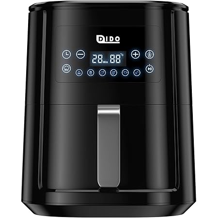 DIDO KZ-6012 Air Fryer 5.5L with Rapid Air Circulation,1700W Air Fryers for Home Use with 60 Minute Timer&Temperature,Nonstick Basket for Healthy Oil Free & Low Fat Cooking,Black