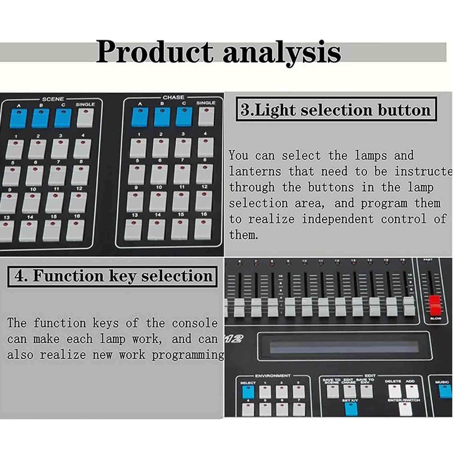 Controller D-MX,Controller Illuminazione Discoteca Dj,D-MX512 192CH Programmabile Illuminazione Palcoscenico Controller per DJs Bands Bars Pubs Clubs Festa di Famiglia Matrimonio Ecc