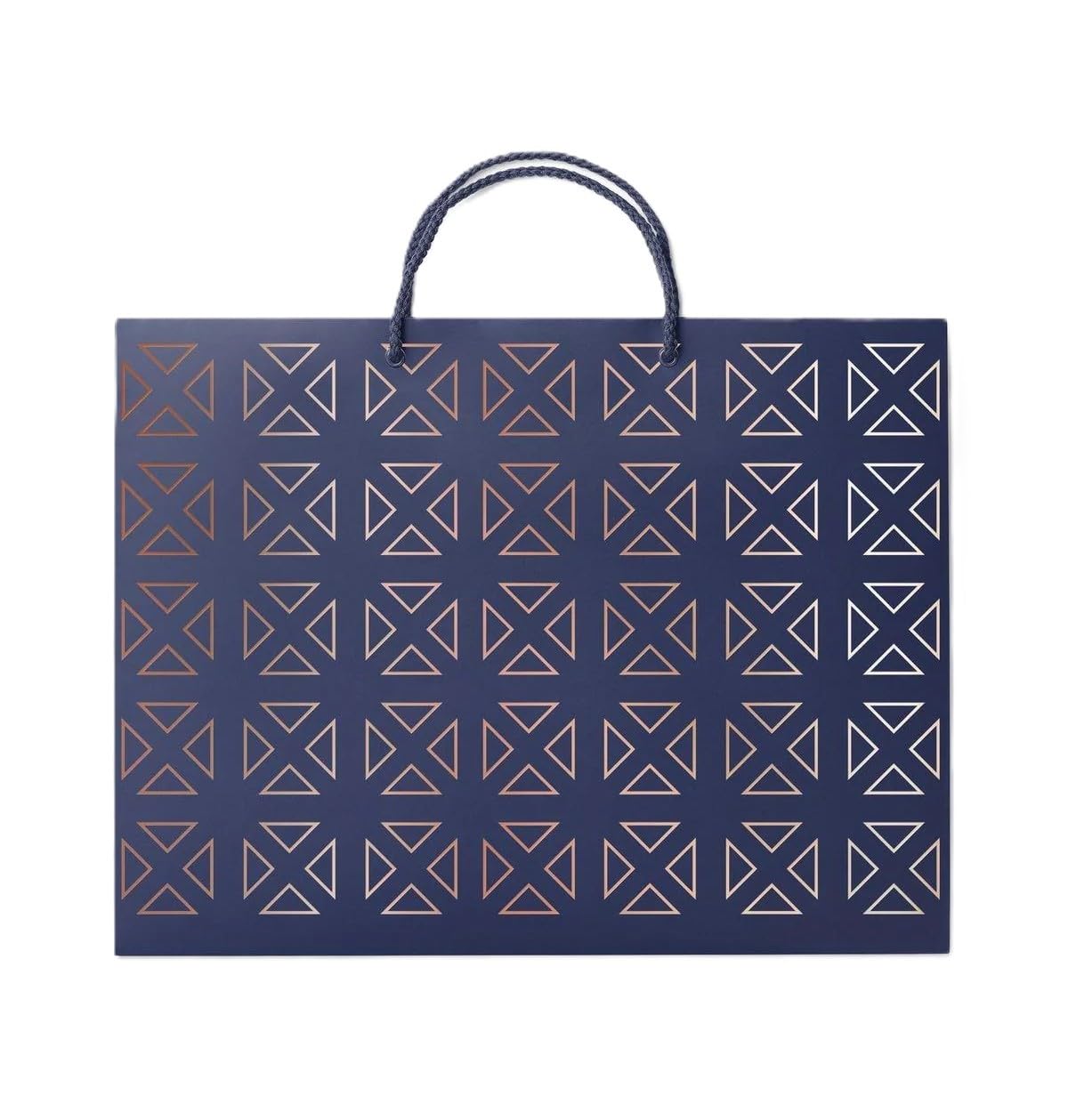 Inoverse 100 Stück Geschenktüten mit Henkel, 37 × 25 × 11 cm – Große Stabile Kraftpapiertüten mit Blau-Muster, Premium Geschenktaschen für Geburtstag, Hochzeit, Party & Einzelhandel