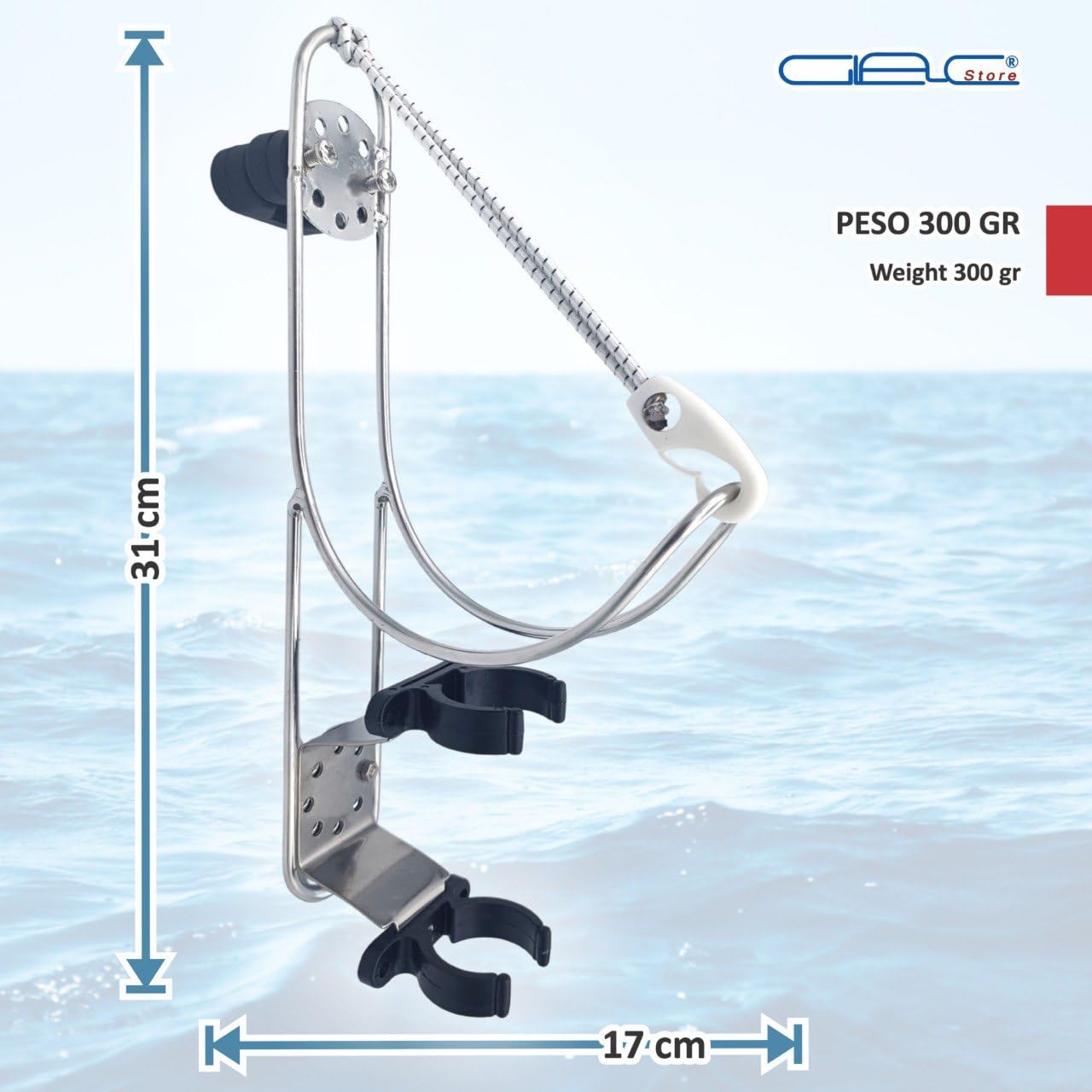 Soporte para flotador anular de acero inoxidable, 19,5 x 17 cm, para suelo o tubos de 22-30 mm, con soporte Boetta