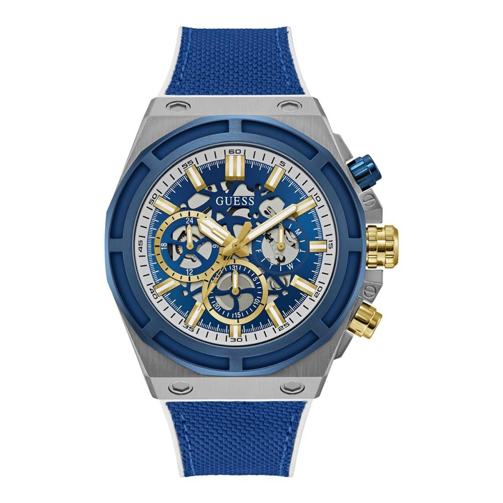 Amazon.co.jp: GUESS アナログブルーダイヤル メンズ腕時計 -GW0713G1