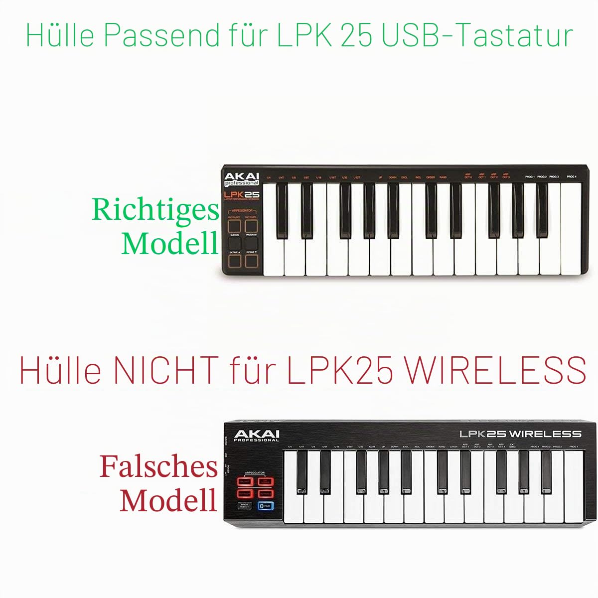 Khanka Hartschalen-Schutzhülle für AKAI Professional Pro LPK25 Wireless Keyboard Master MIDI Bluetooth Ultra Compact