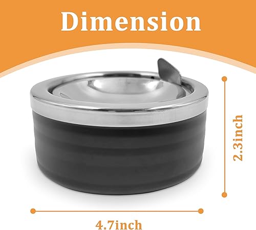 Miniatura 10 de Cenicero de metal clásico plateado ranurado con una tapa para cigarrillos, ceniceros al aire libre resistentes al viento, para patio, interior y