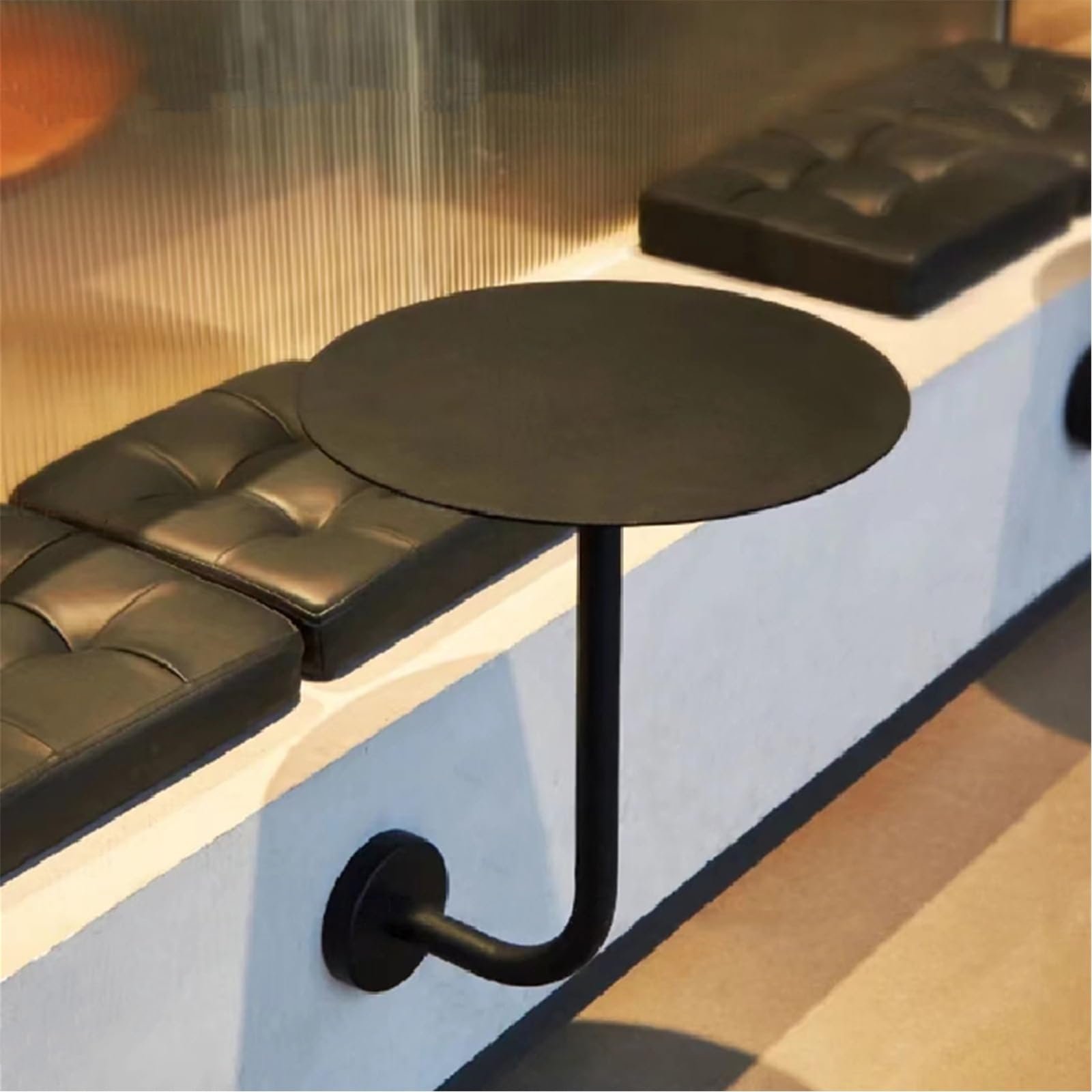 Mesa auxiliar redonda montada en la pared, soporte de metal en forma de L, mesa de bar flotante moderna para espacios pequeños, ideal para el hogar, cocina, cafetería y restaurante