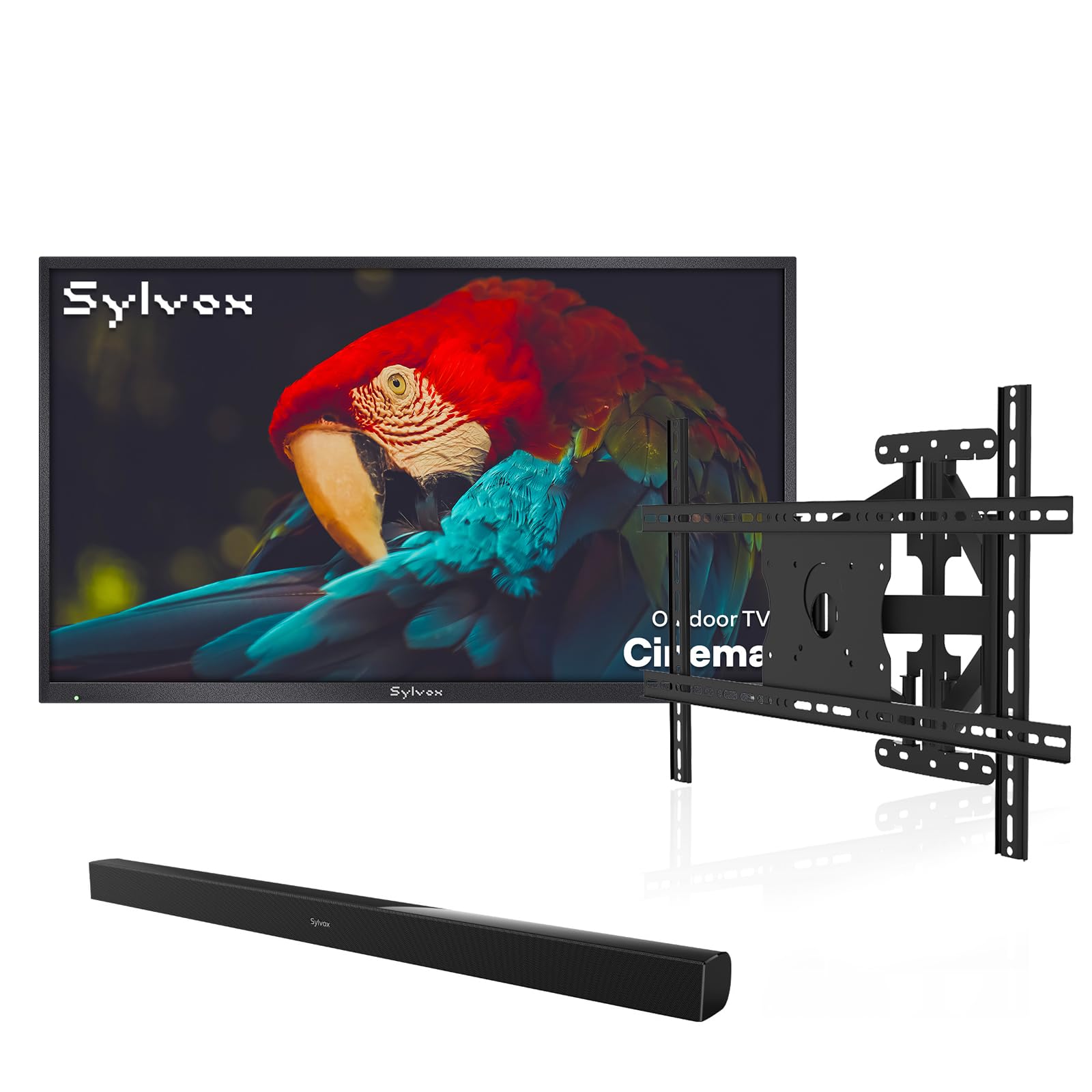 SYLVOX 55 inch Outdoor Mini-LED QLED TV with Wall Mount Soundbar 4K UHD 2000 Nits Full Sun Anti-Glare