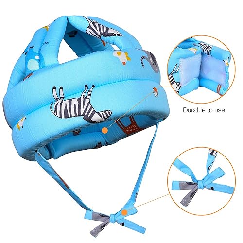 Miniatura 2 de Casco de bebé y rodilleras para gatear, casco infantil y casco de bebé para caminar, para edades de 6 a 36 meses, zoológico azul (B)