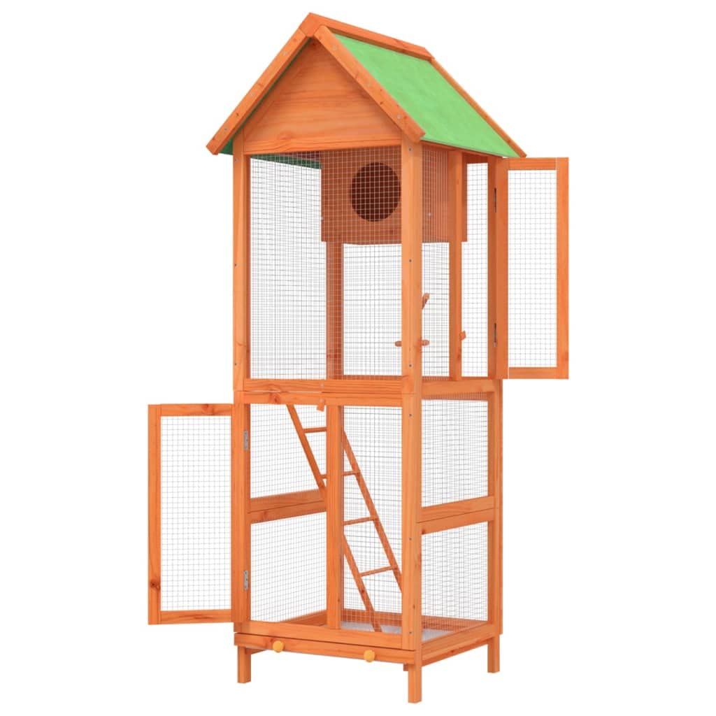 Voliere Braun 60x58,5x160 cm Massivholz Kiefer,Tier- & Haustierbedarf,Haustierbedarf,Vogelbedarf,Vogelkäfige & -ständer,Braun,13.3 kg-172255