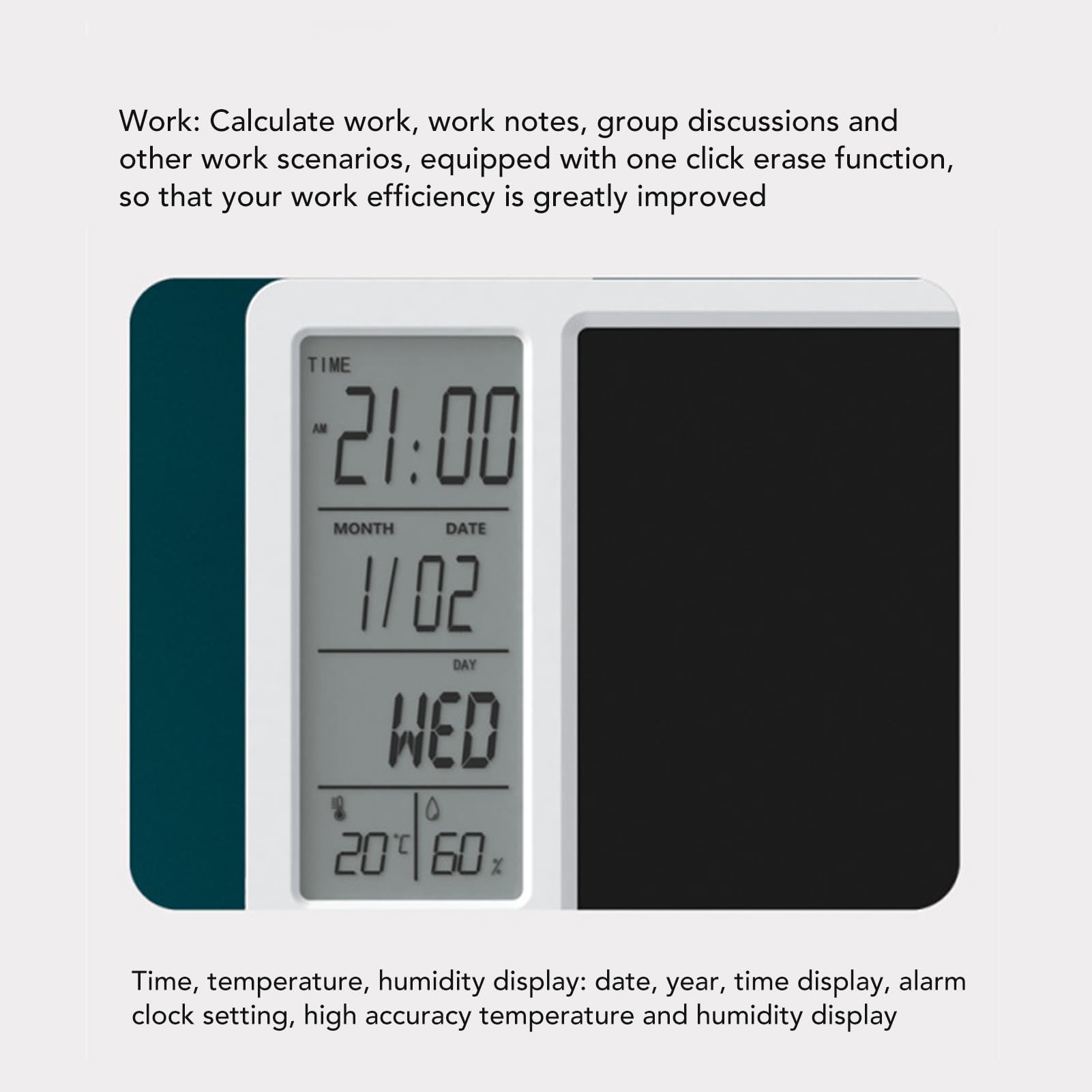 ZASCHMOY Tablet Innovativo di Scrittura LCD con Schermo da 10 Pollici e Orologio Digitale - Scheda di Doodle Elettronica Ricaricabile e Cancellabile per Ufficio, Business e Uso Domestico - Black - 3