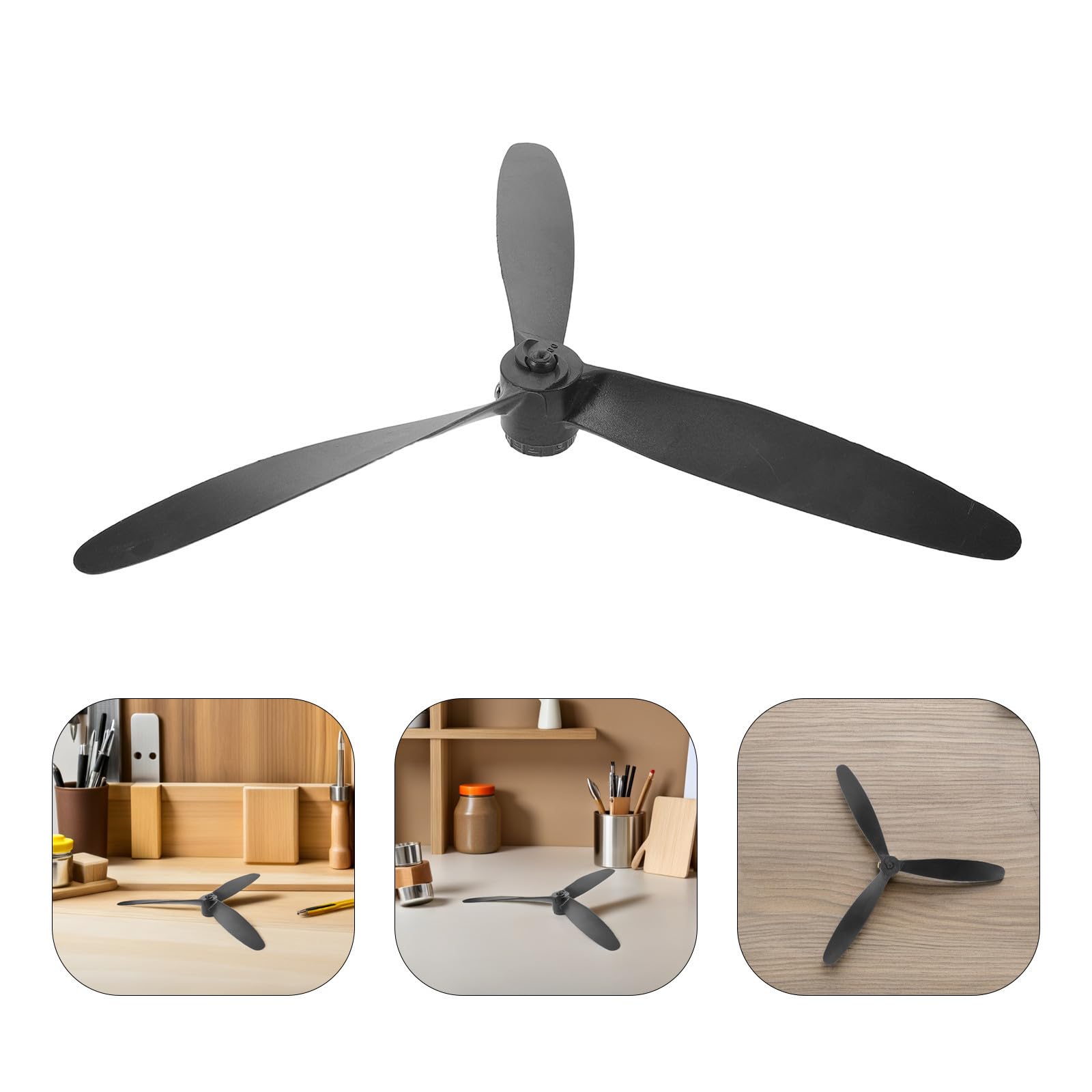 Pale a 3 Lame in Plastica Nera per Ventilatore Industriale, Compatibilità Generale e Materiale Resistente, Ideali per Esterno in Garage o Officina